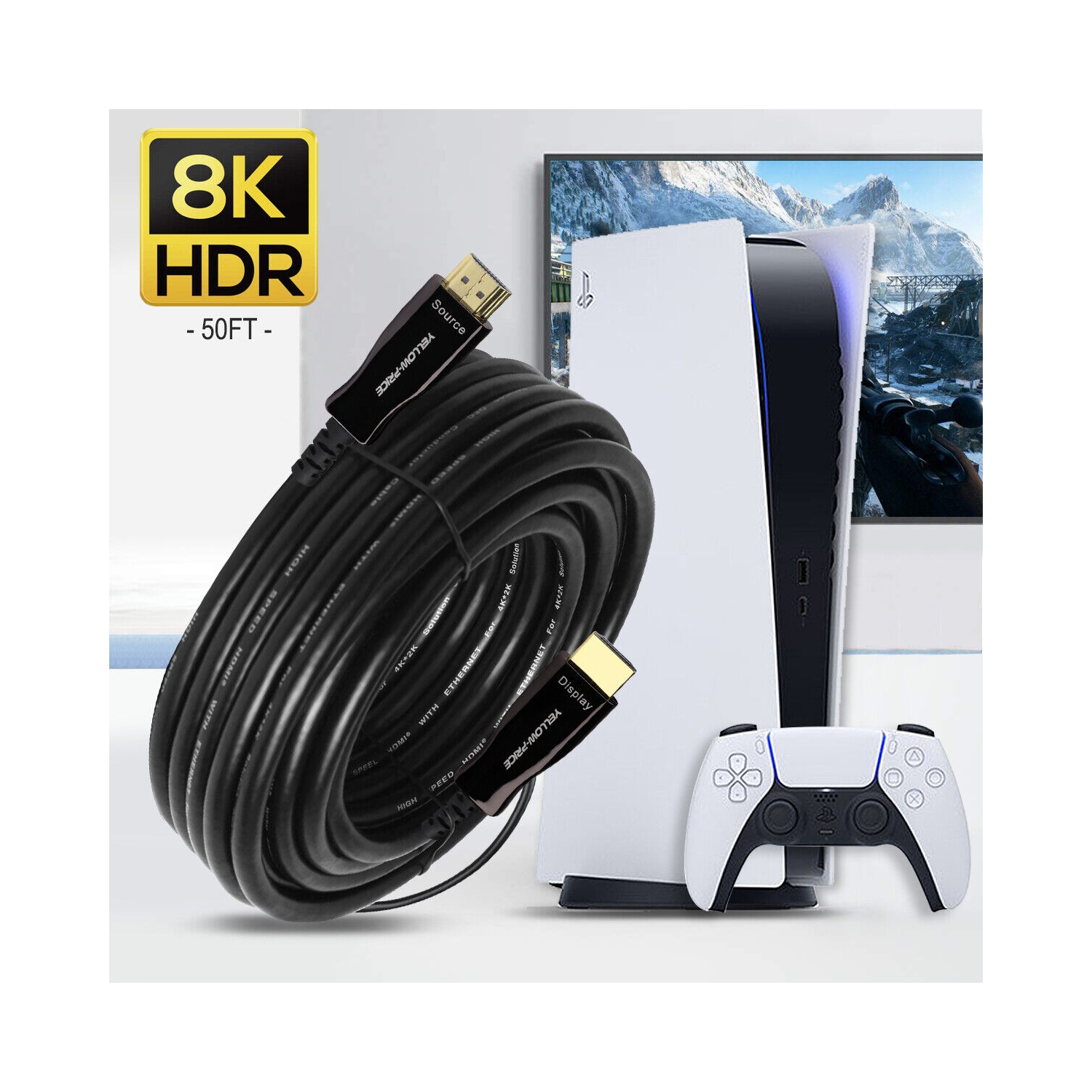 Ultra High Speed HDMI 2.1 Cable 8K, 4K 120Hz, 48Gbps, Fiber Optic, CL3 Rated CA