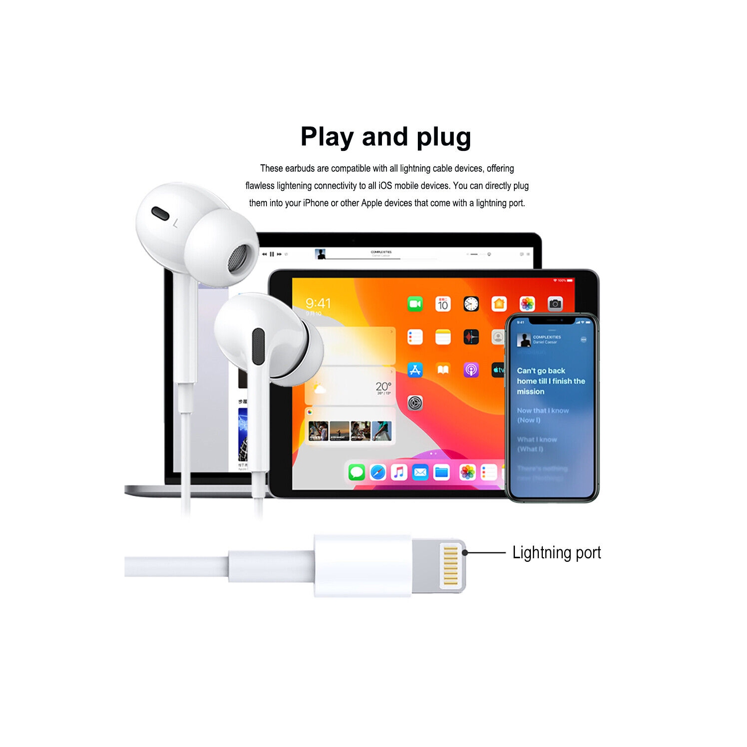 Isolation sonore, son stéréo HD, écouteurs boutons avec fil ergonomiques avec microphone et commande de volume