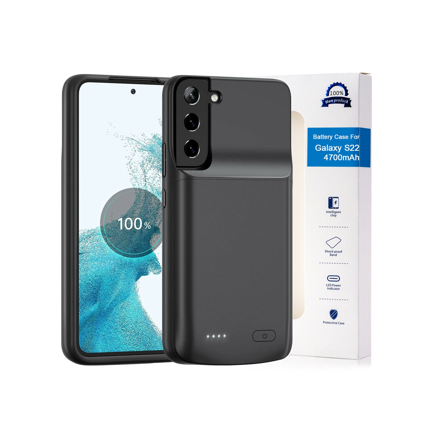 Pour Galaxy S22 6.1 po avec batterie de secours rechargeable [4800mAh] CA