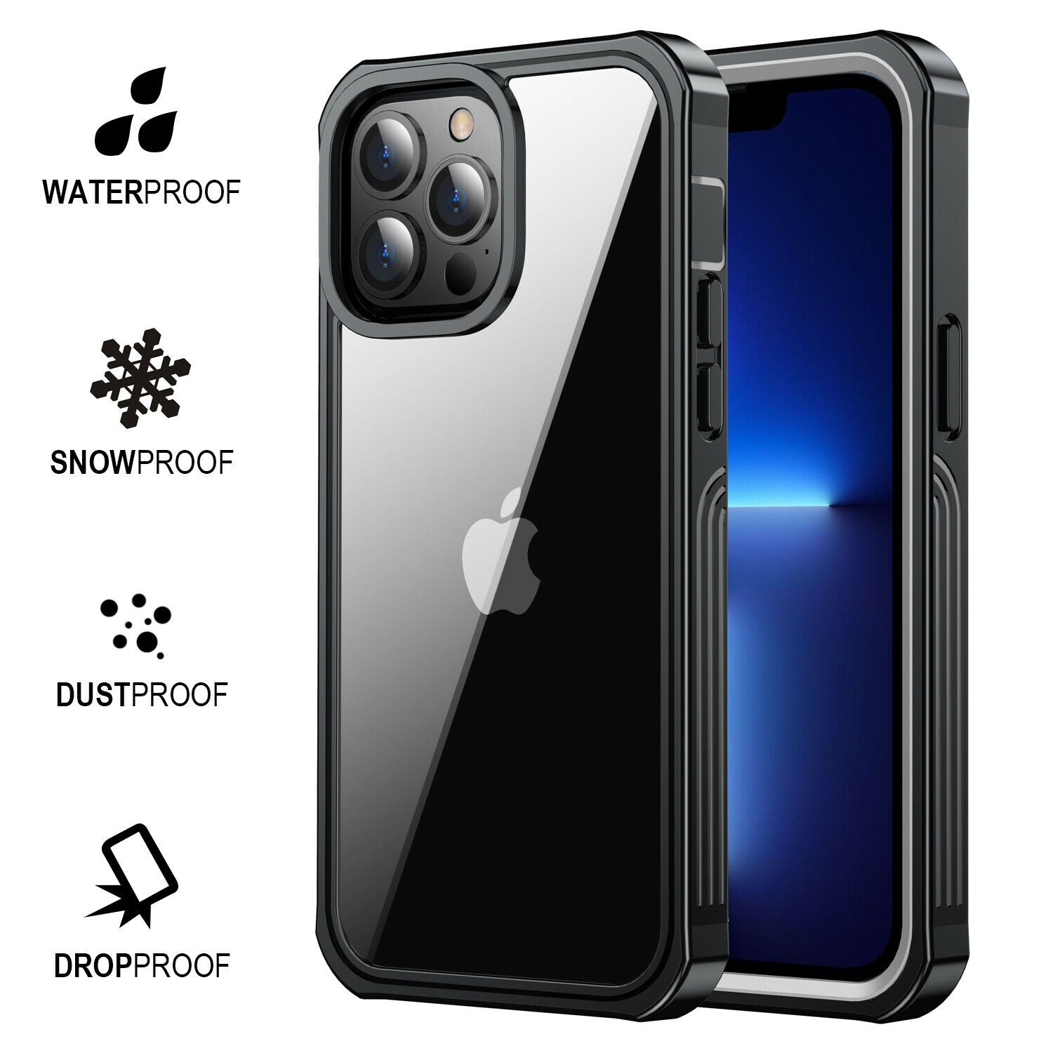 Dust/Shock/Waterproof IP68 Rugged Protective Case for iPhone 13 Pro Max (6.7")