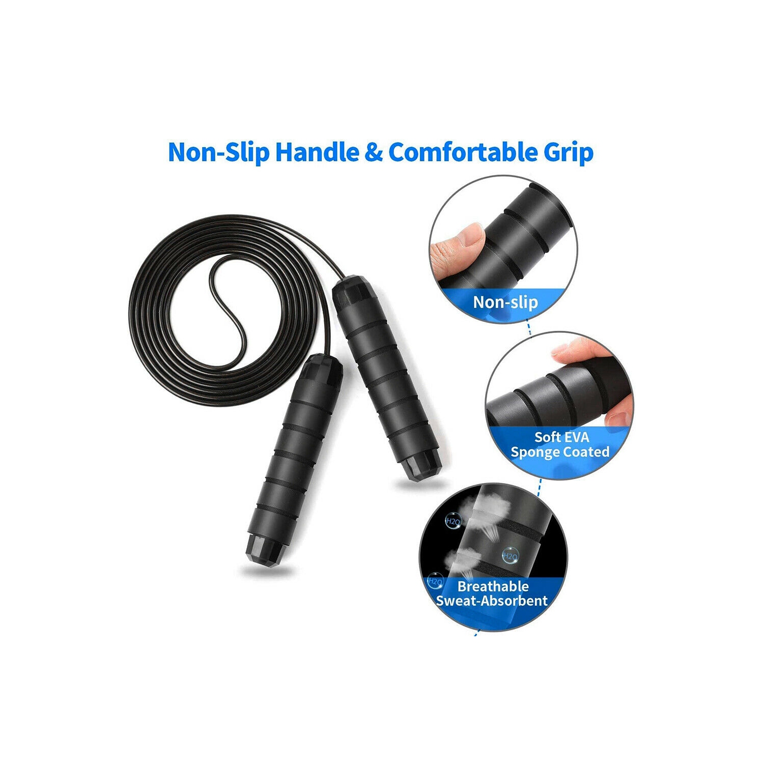 Corde à sauter avec câble en acier PVC anti-enchevêtrement pour la mise en forme, le conditionnement physique et la perte de gras