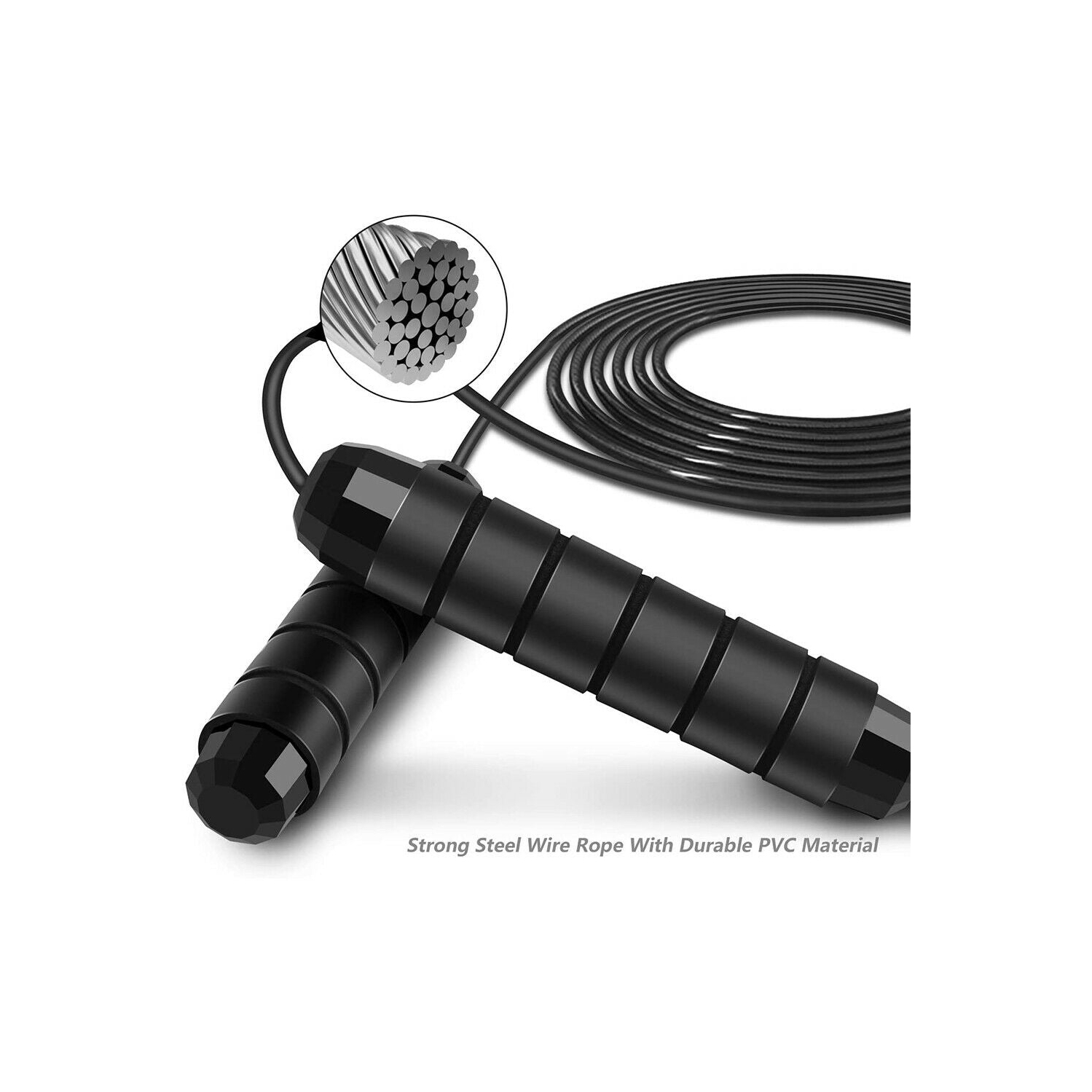 Skipping Rope w/ Tangle-free PVC Steel Cable for Fitness, Conditioning, Fat Loss