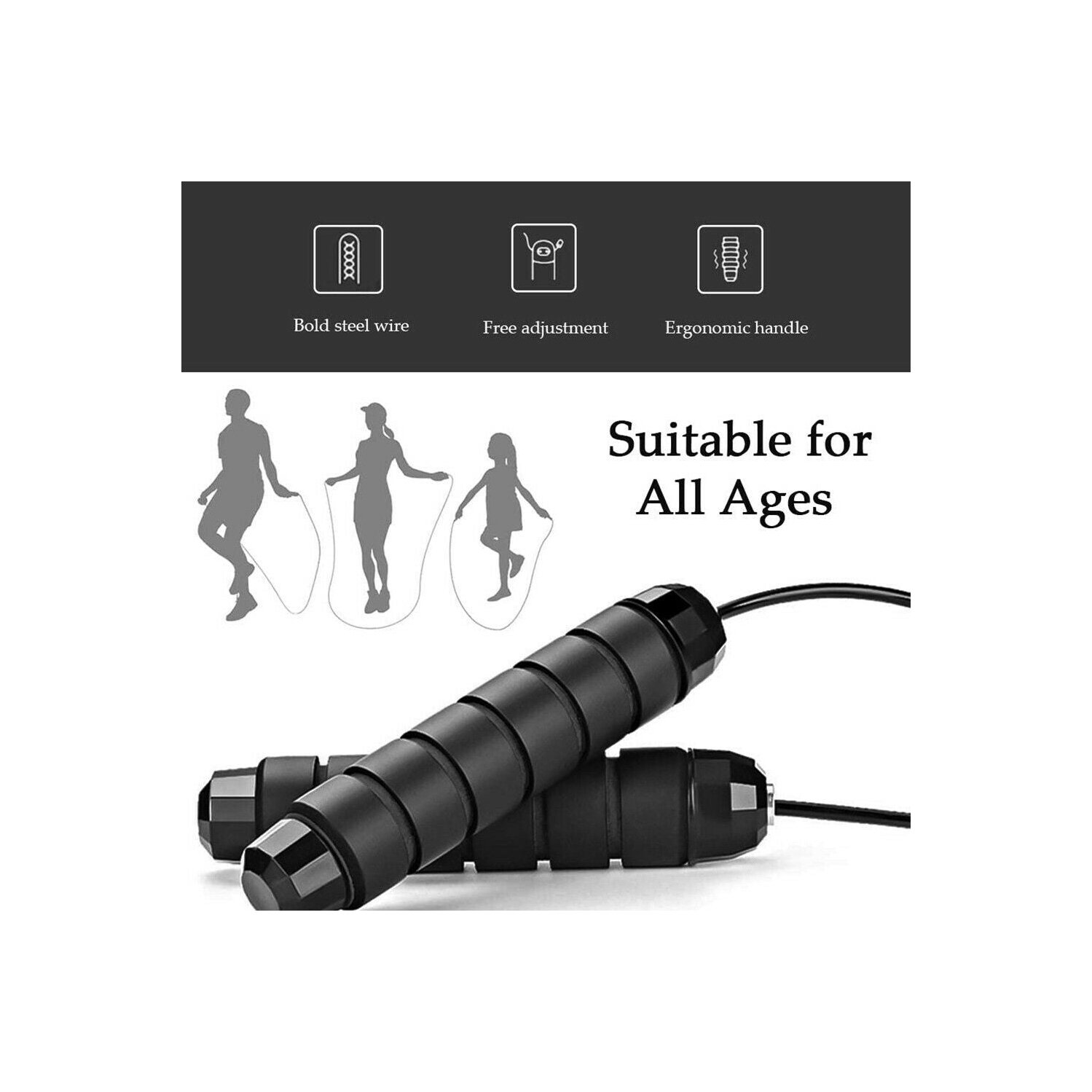 Skipping Rope w/ Tangle-free PVC Steel Cable for Fitness, Conditioning, Fat Loss