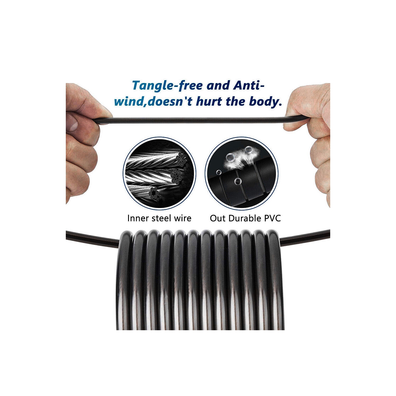 Skipping Rope w/ Tangle-free PVC Steel Cable for Fitness, Conditioning, Fat Loss