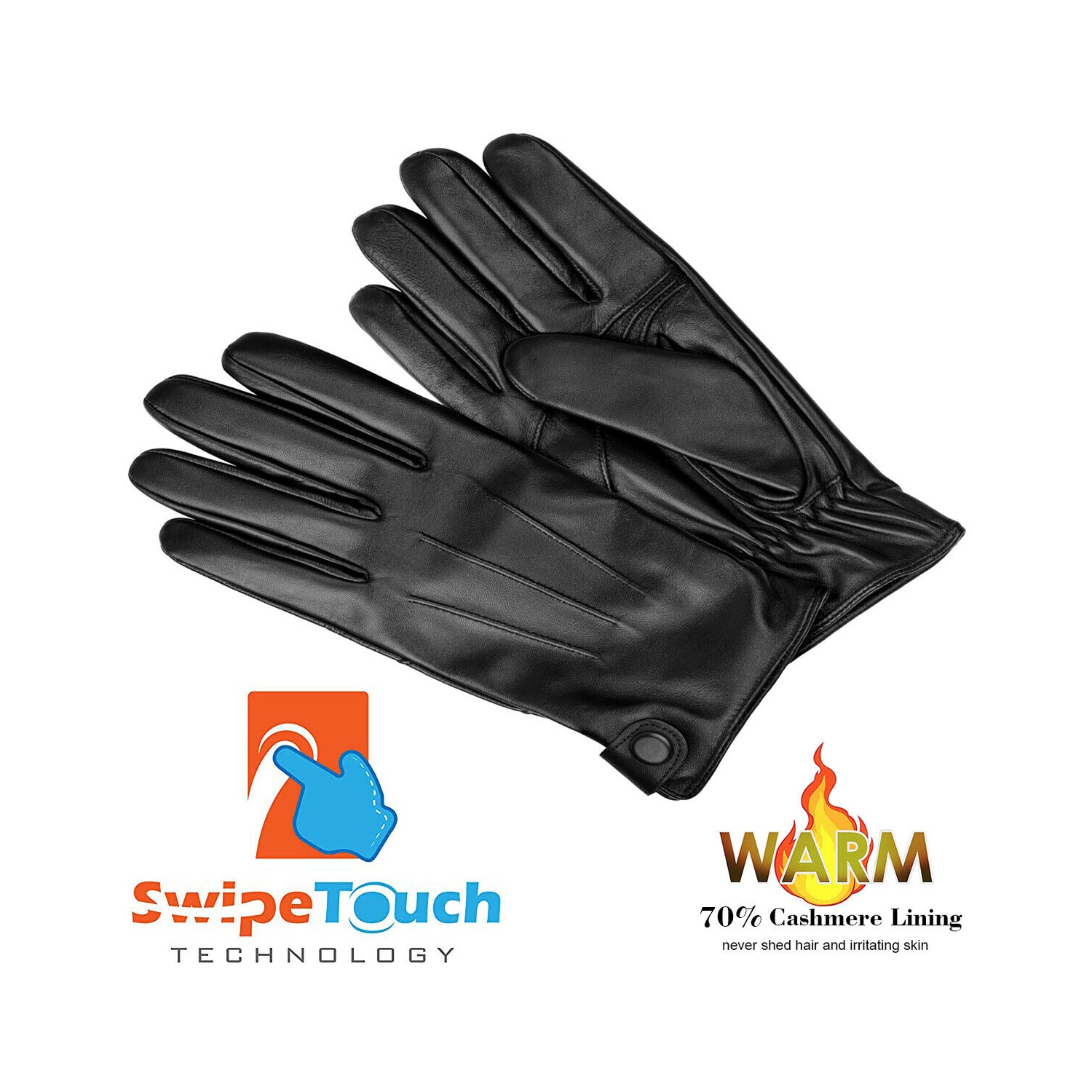 Gants de cuir de peau de mouton classiques doublés cachemire pour hommes, tons chauds