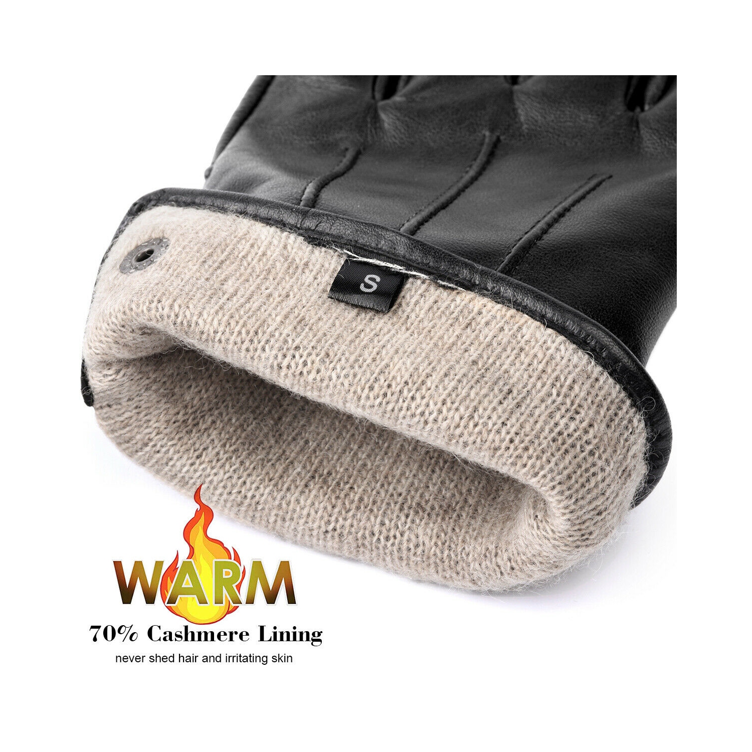 Gants de cuir de peau de mouton classiques doublés cachemire pour hommes, tons chauds