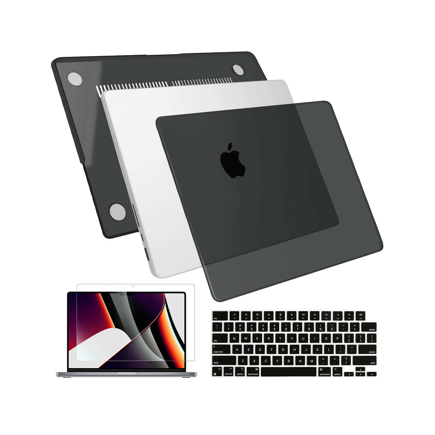 For 2021 MacBook Pro 16" A2485 M1 Pro See Through Hard Shell Case, Matte Black