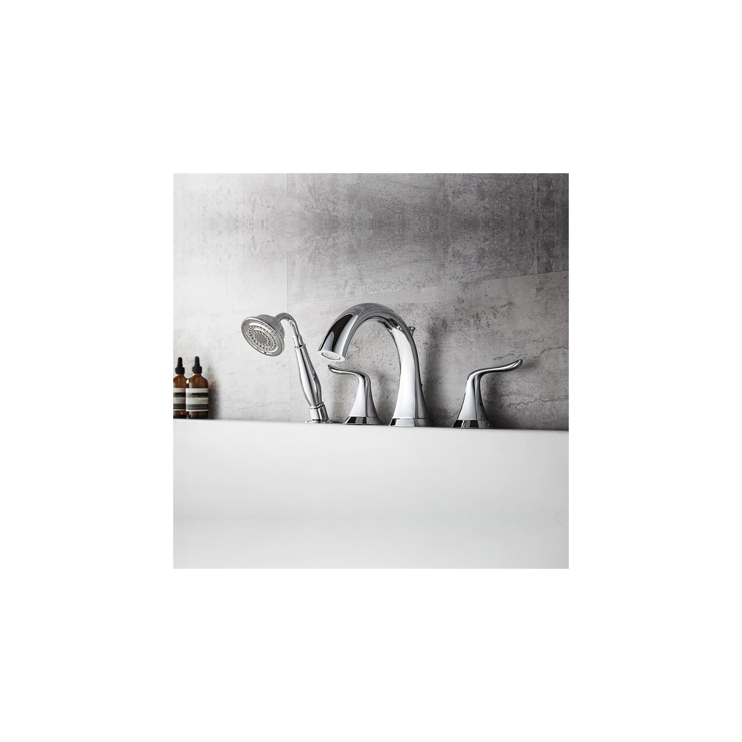 Robinet de baignoire romaine Vinnoa Claudius avec douche à main, chrome