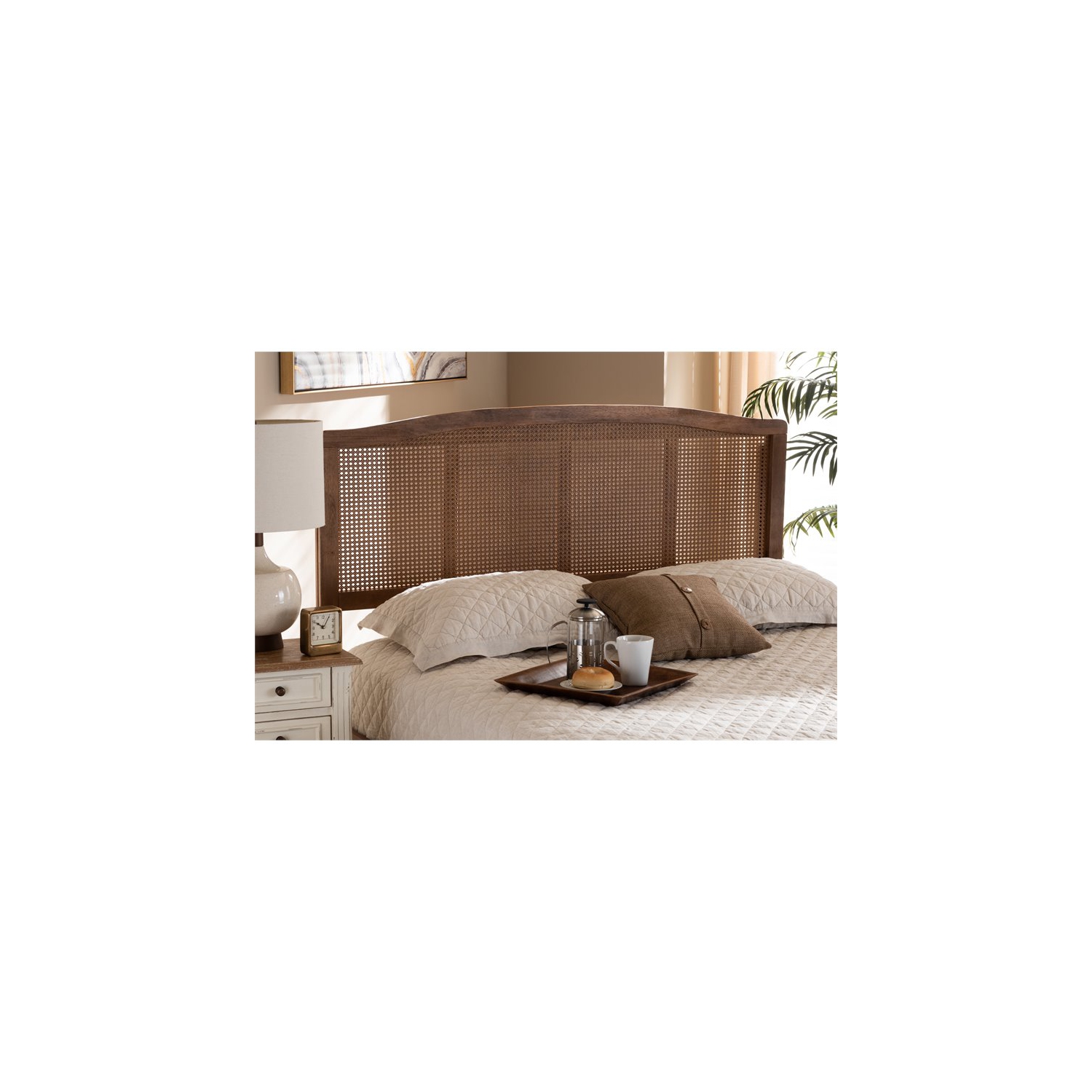 Baxton Studio Marieke Queen Size Ash Brown Finished Wood Headboard