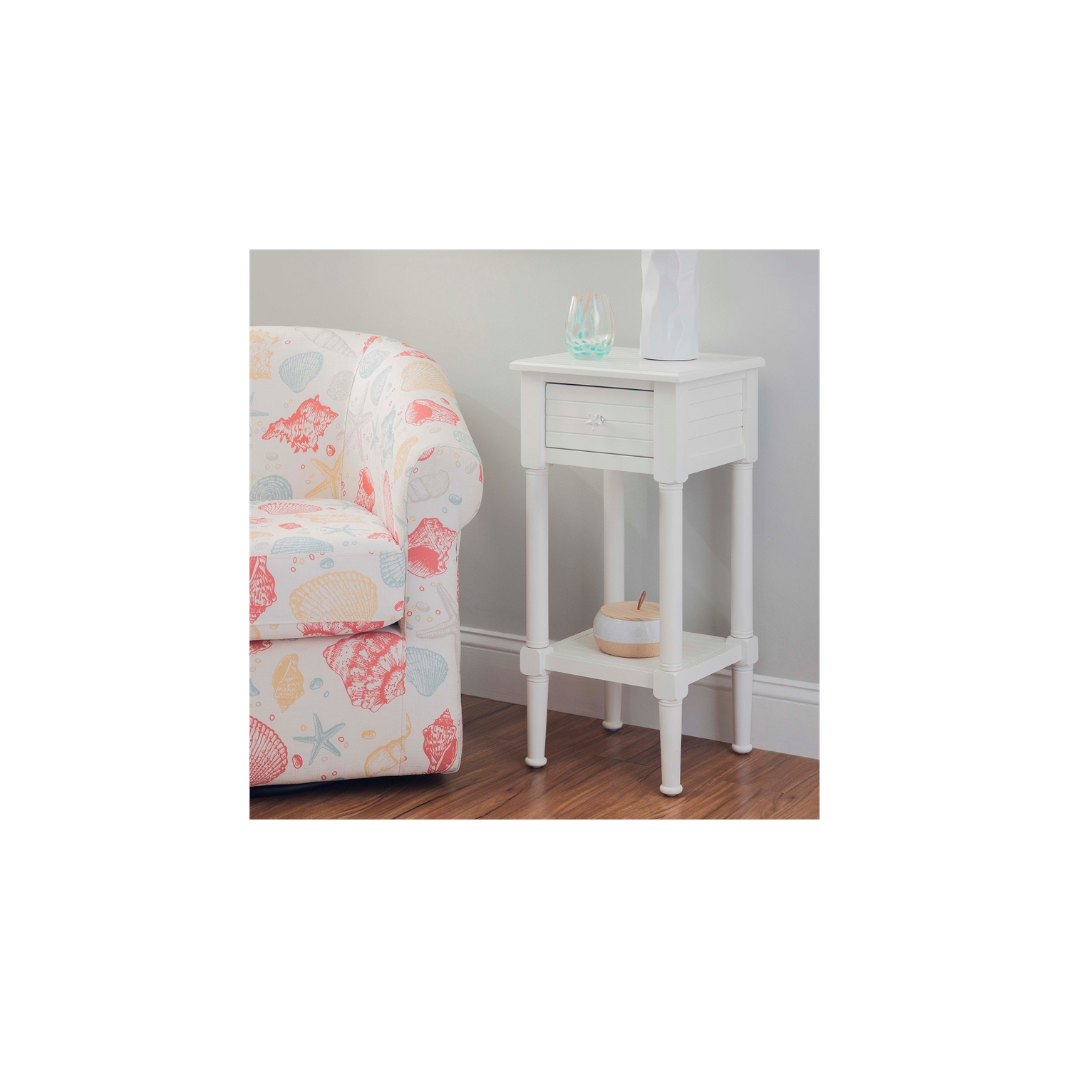 Linon Styers Wood End Table with Storage in White