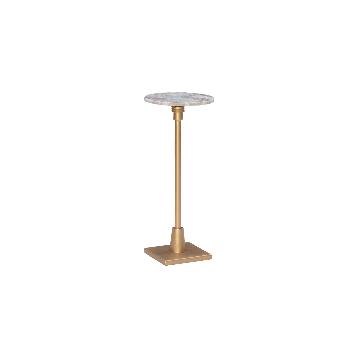Linon Gavin Adjustable Metal and Sandy Marble Drink Table in Gold