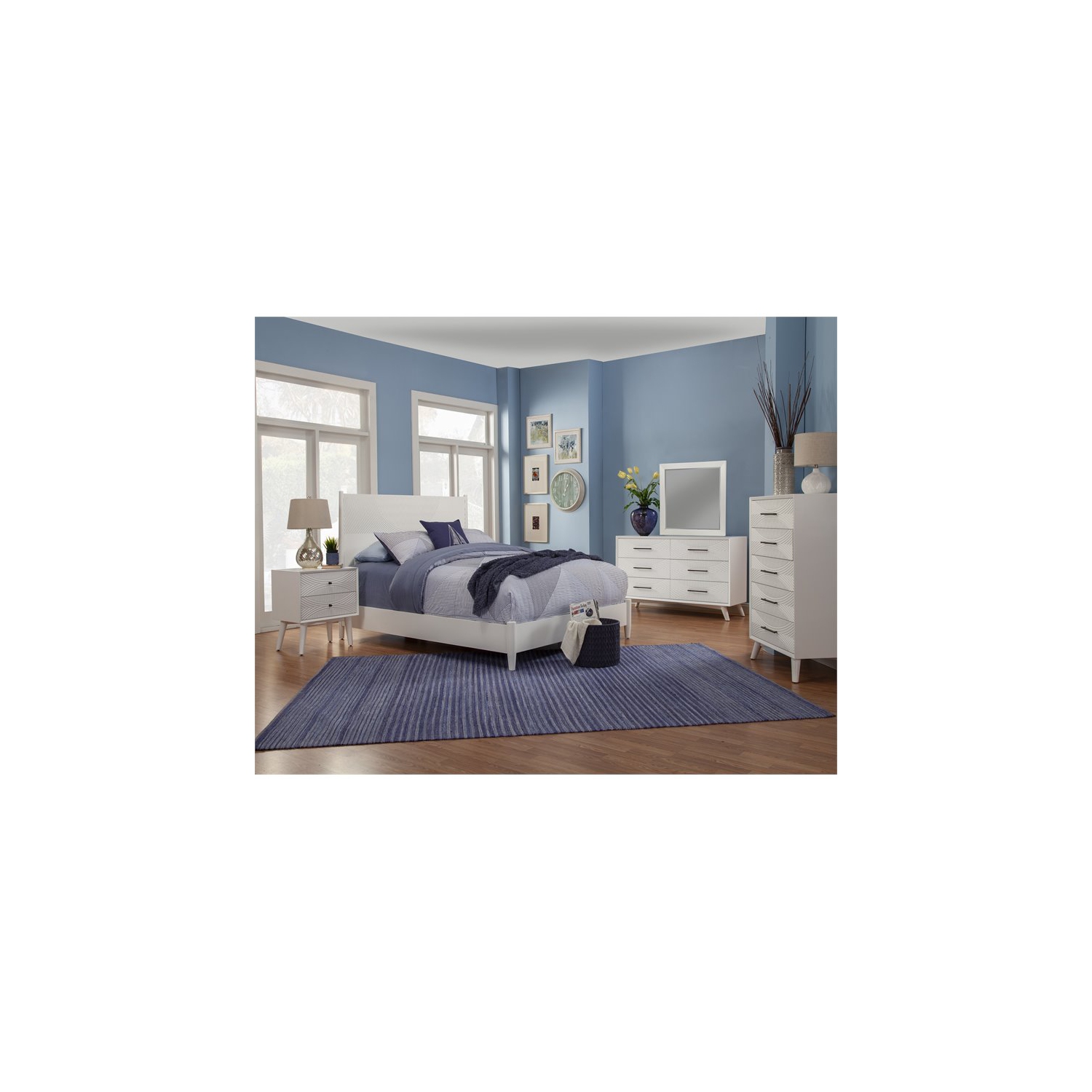 Alpine Furniture Tranquility 2 Drawer Wood Nightstand in White