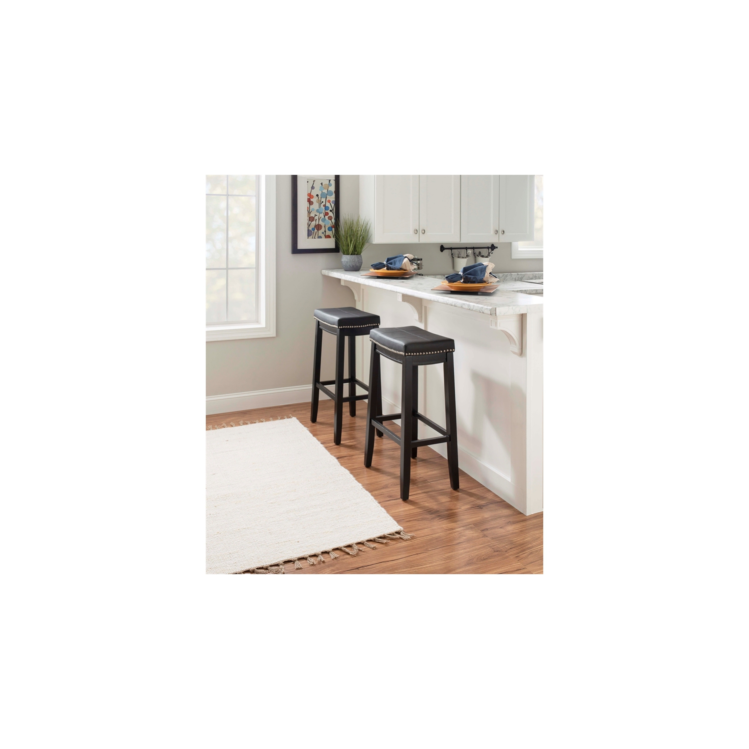 Linon Claridge Wood Set of Two Bar Stools in Black