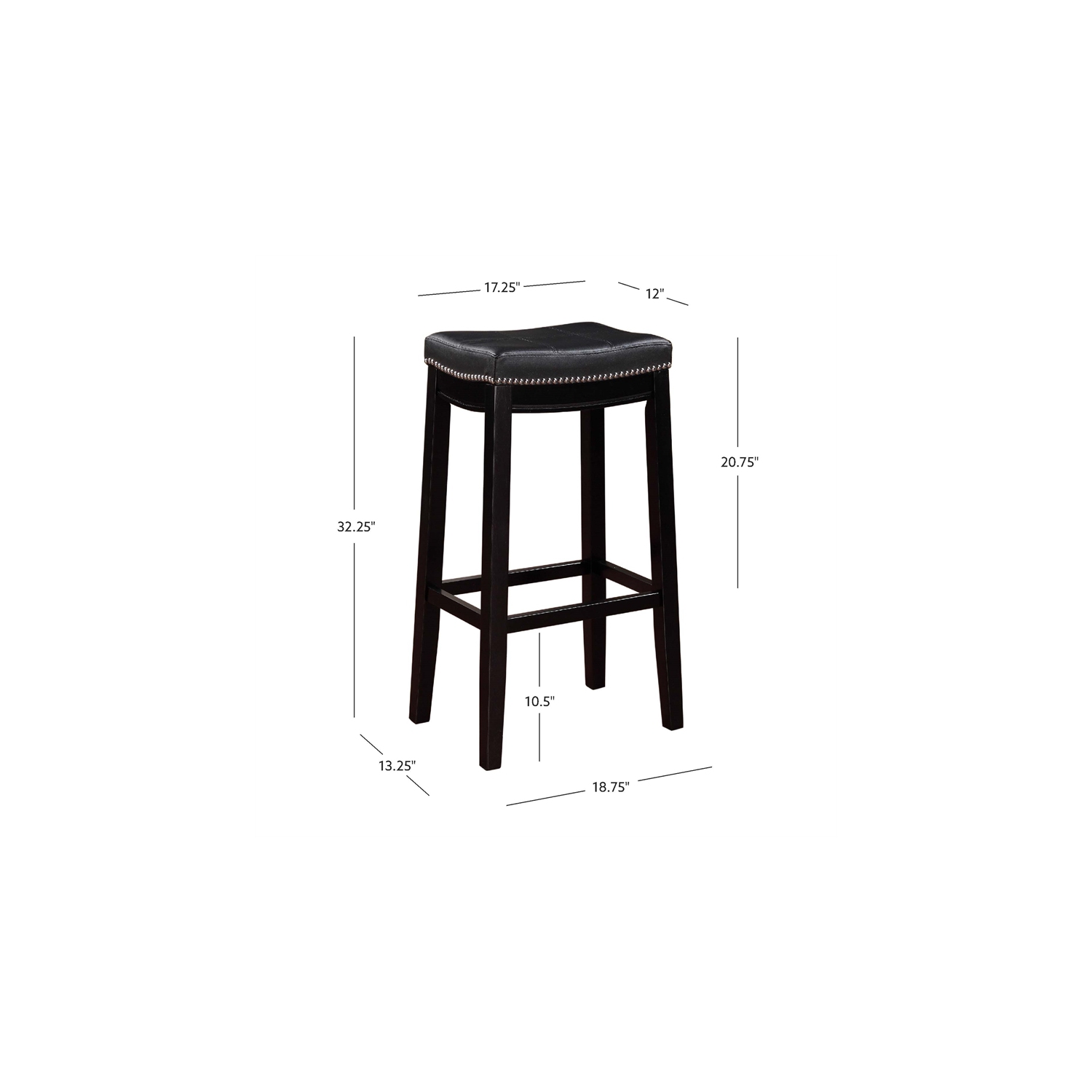 Linon Claridge Wood Set of Two Bar Stools in Black