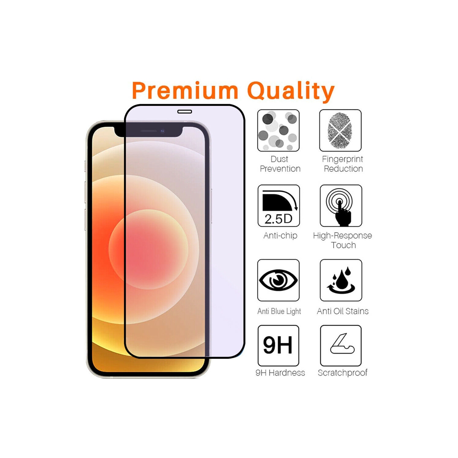 iPhone 12 Mini Shockproof Clear Case & Anti Blue Light Glass & Camera Lens Glass