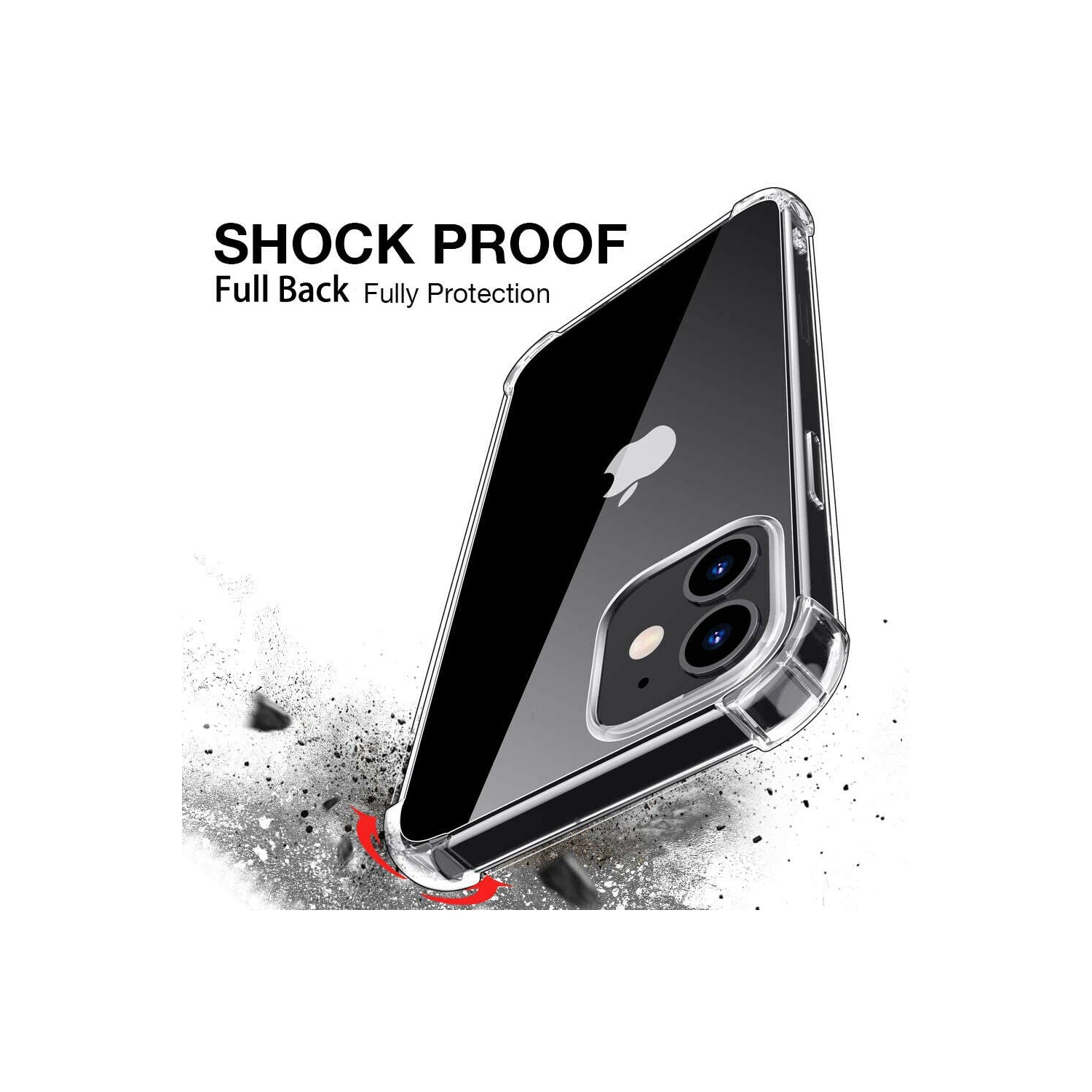 iPhone 12 Mini Shockproof Clear Case & Anti Blue Light Glass & Camera Lens Glass