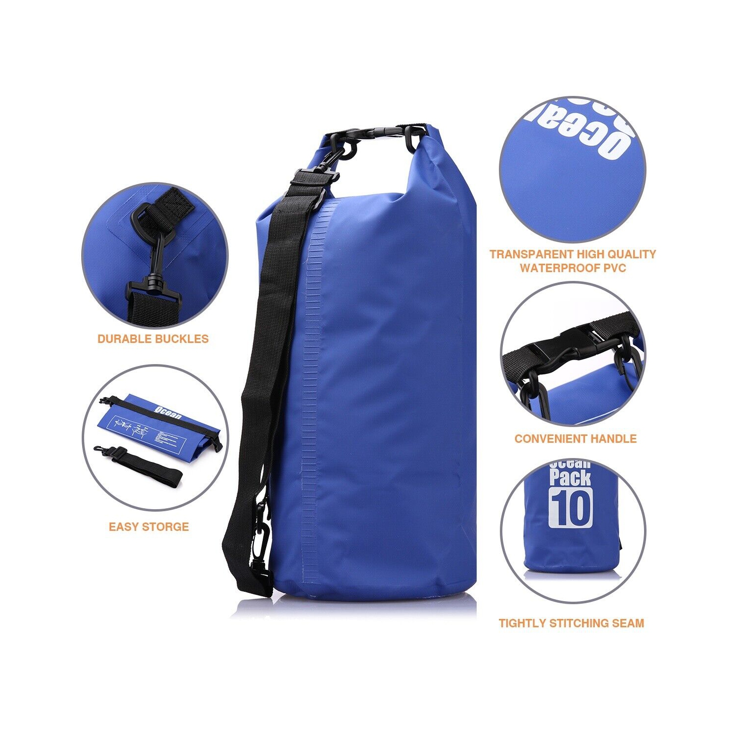 SAC étanche flottant AVEC sangle arrière réglable, BLEU, É.-U.