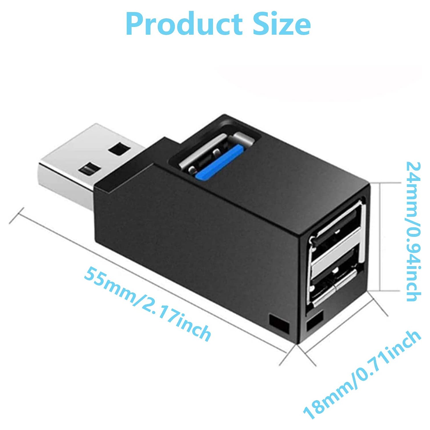 USB Hub,3 Port High Speed Splitter Plug and Play Bus Powered for MacBook, Mac Pro/Mini, iMac, Surface Pro, XPS, Notebook PC, USB Flash Drives, Mobile