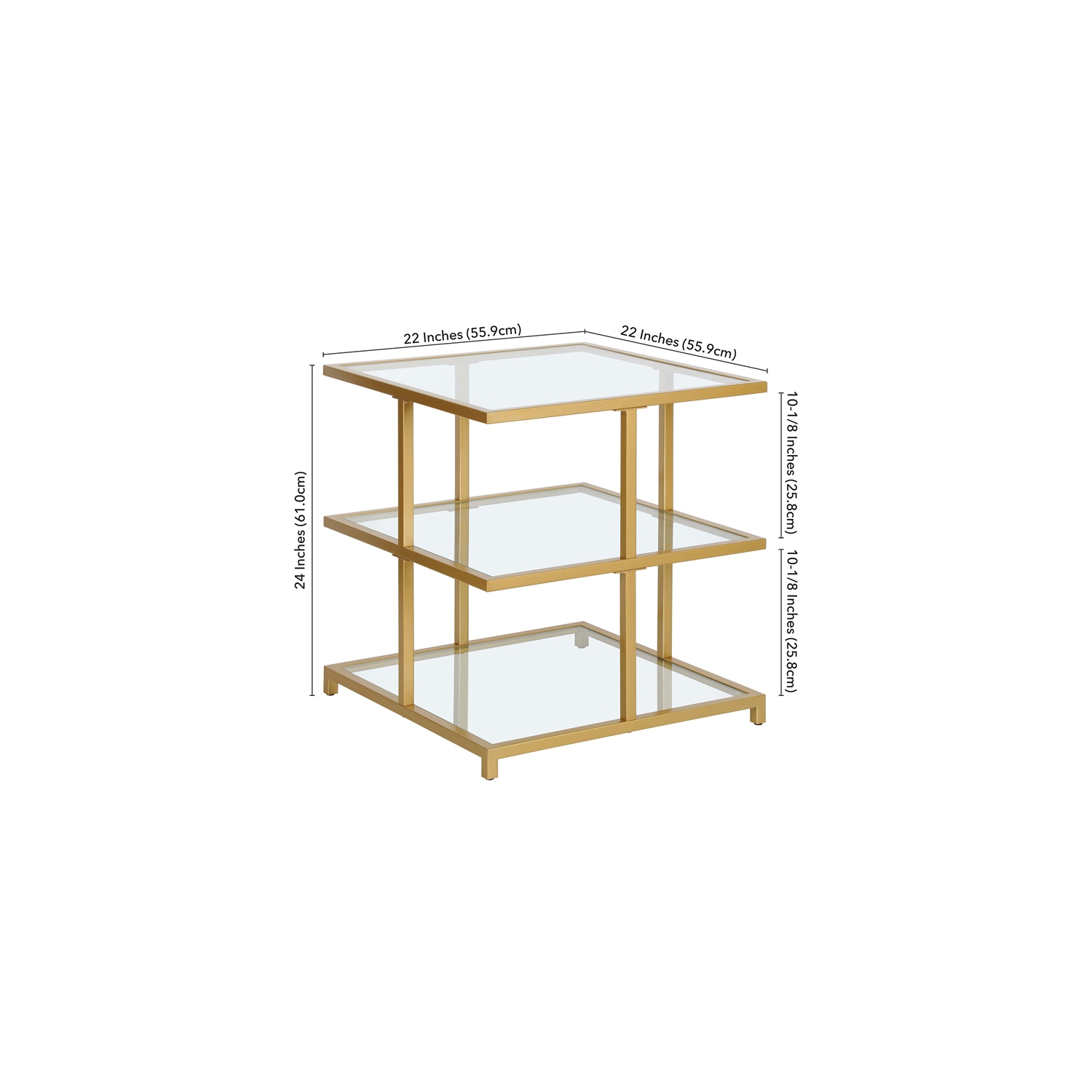 Henn&Hart 22" Gold Side Table