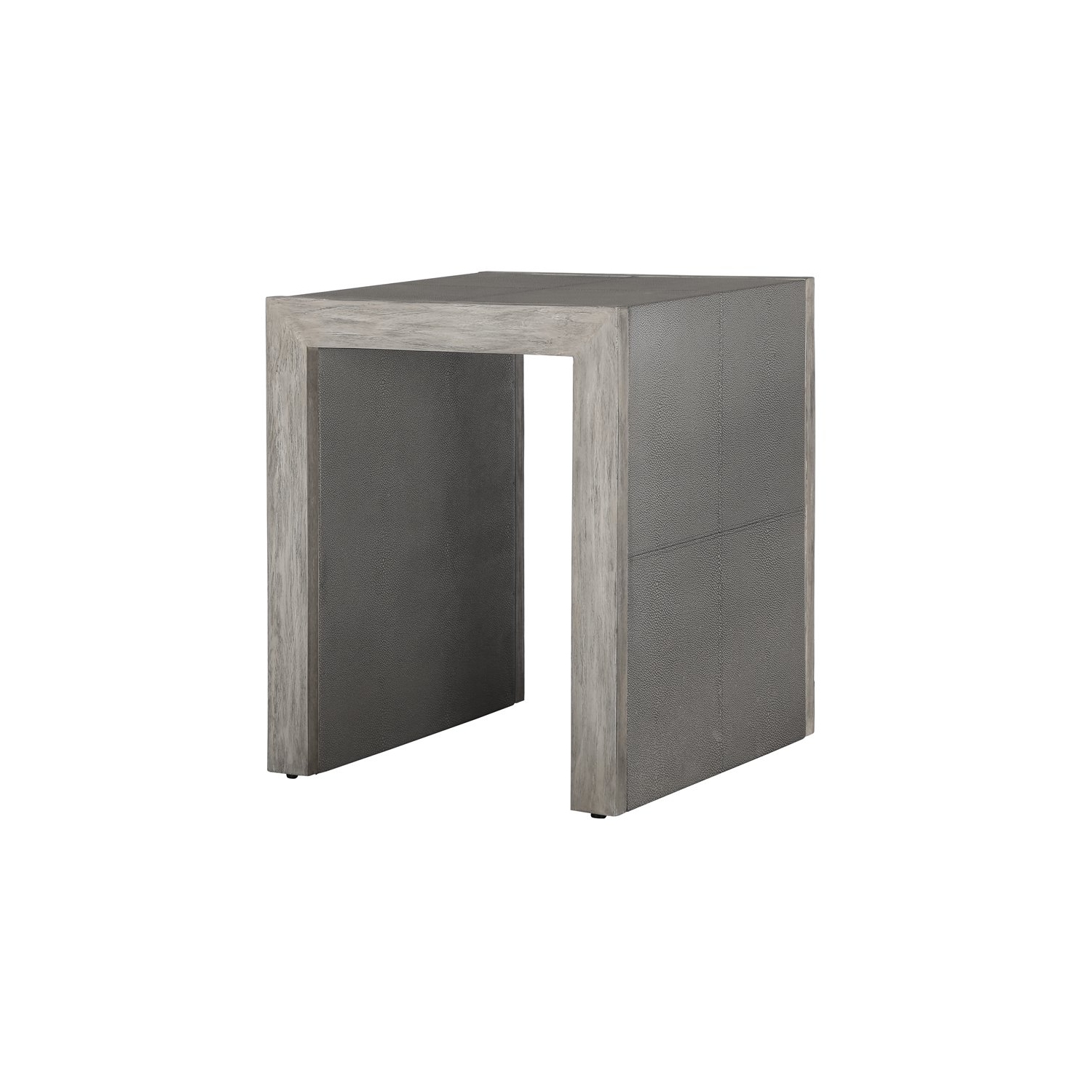 Uttermost Aerina Contemporary Wood & Faux Shagreen End Table in Light Gray