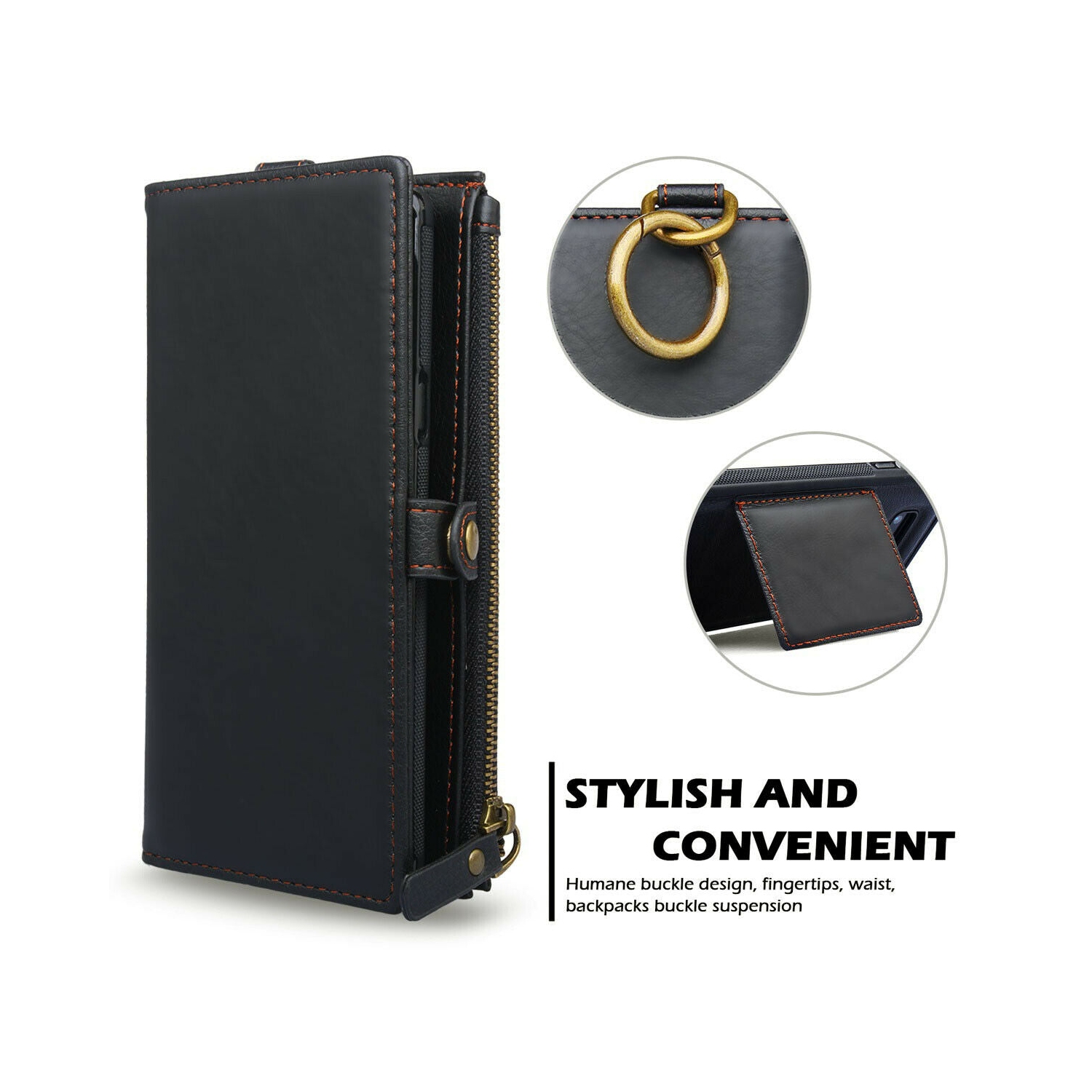 For Samsung Galaxy S21 Plus 6.7" Vintage PU Leather Wallet Case w/Zipper Pocket