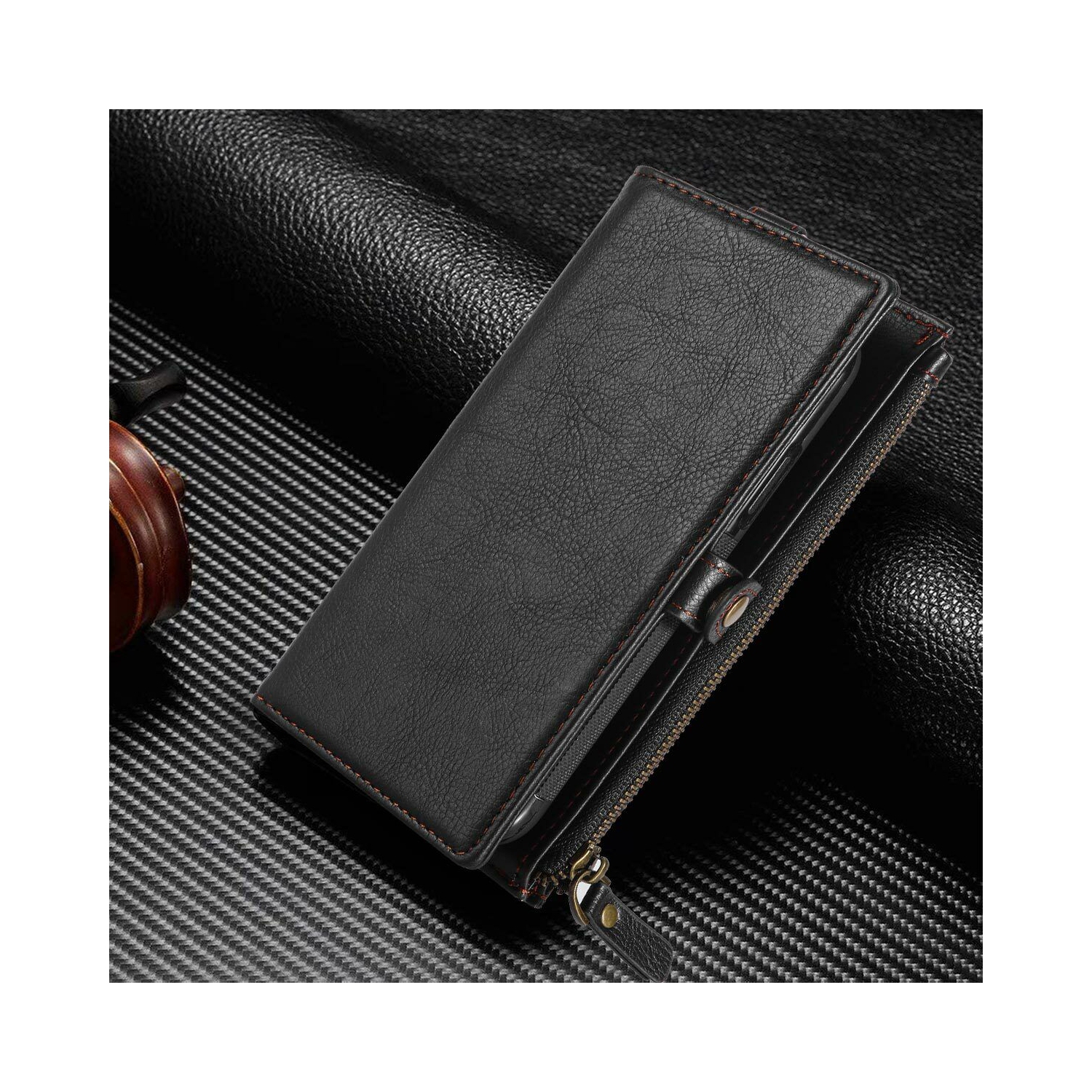 For Samsung Galaxy S21 Plus 6.7" Vintage PU Leather Wallet Case w/Zipper Pocket