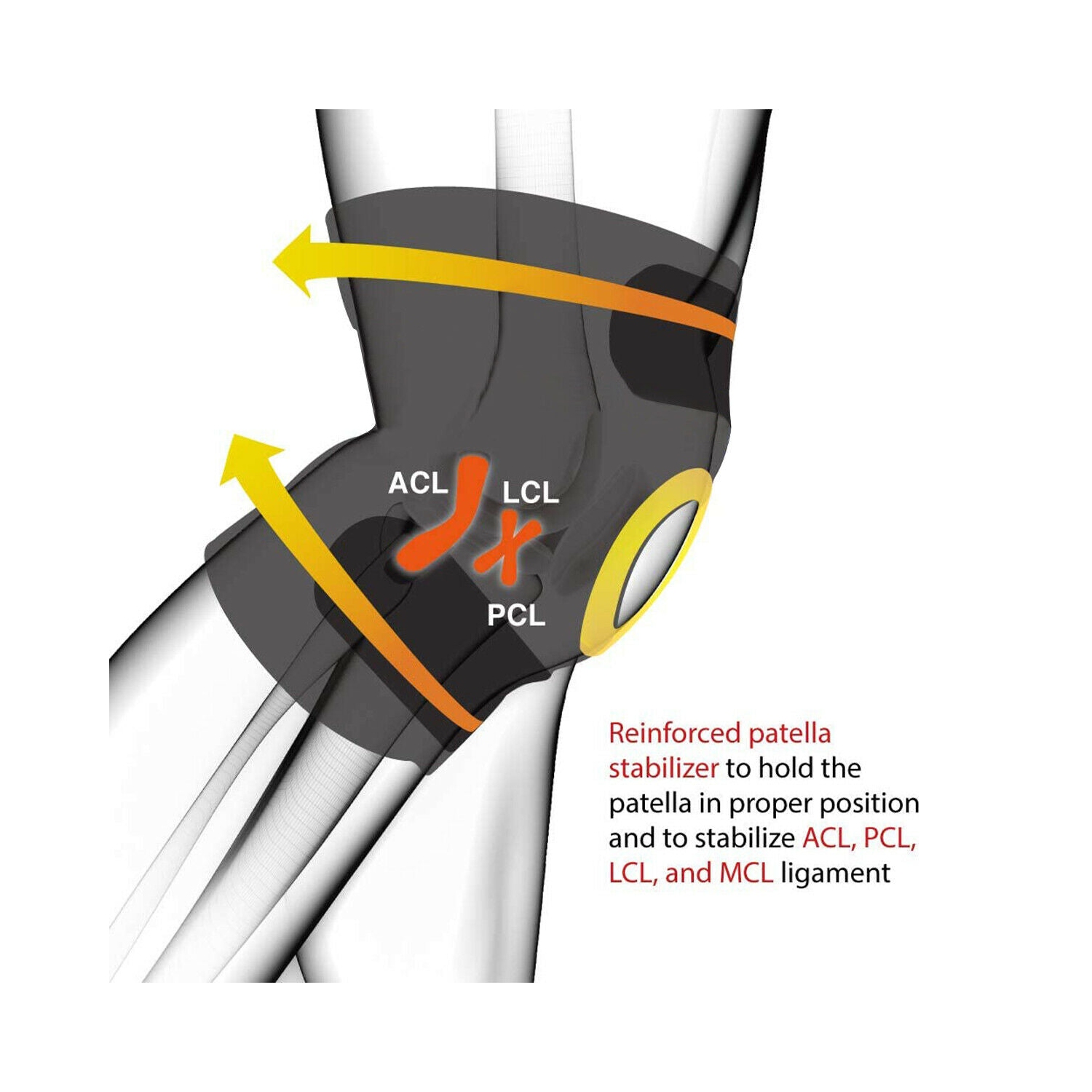 KNEE BRACE PATELLA SUPPORT NEOPRENE STABILISING BELT ADJUSTABLE STRAP, 1/2 PIECE