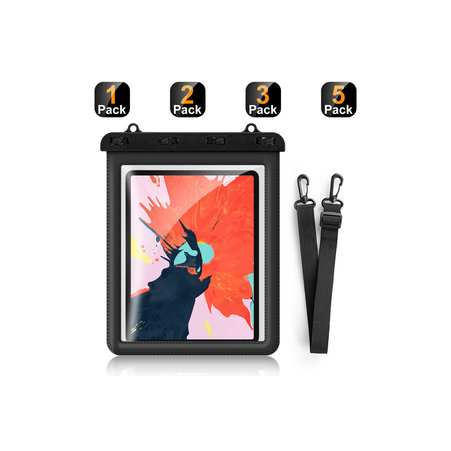 IPX8 Waterproof Tablet Case Dry Pouch w/Lanyard&Transparent Windows,up to 11inch