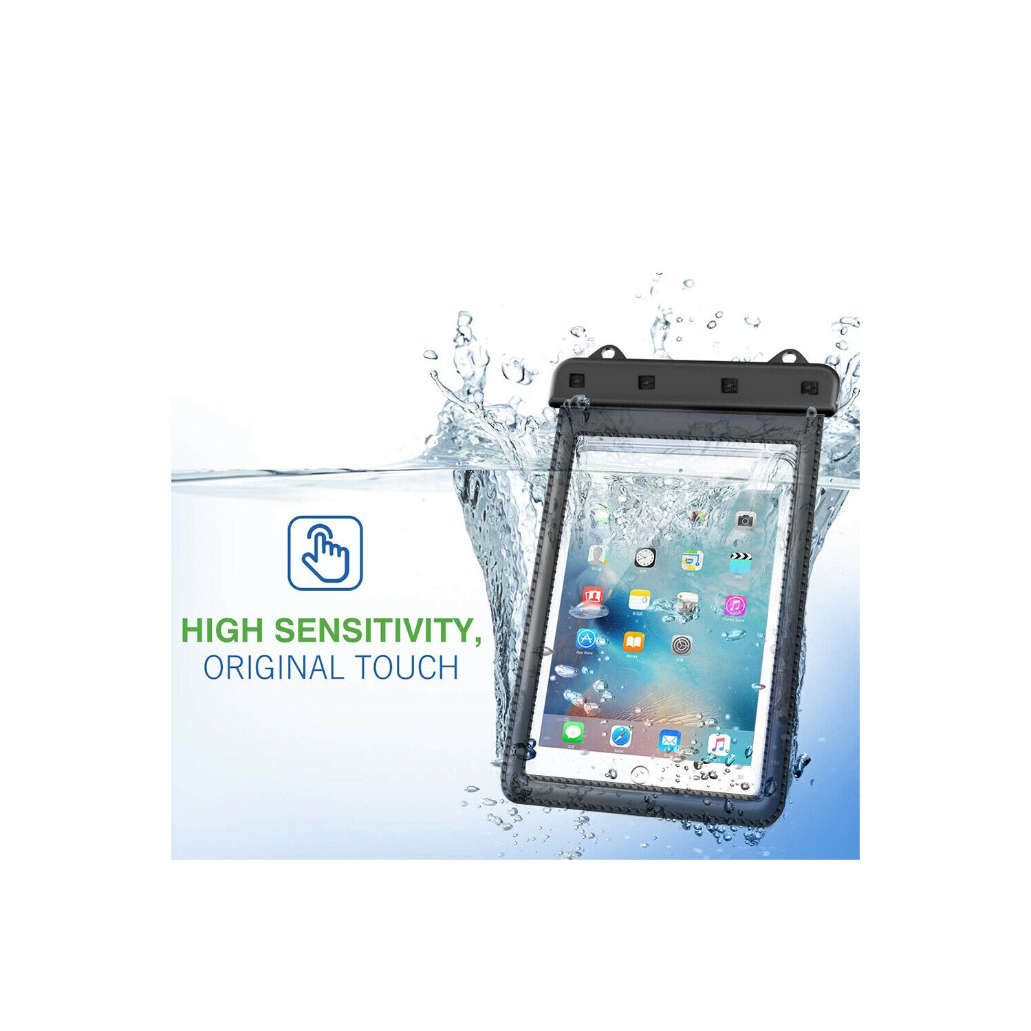 IPX8 Waterproof Tablet Case Dry Pouch w/Lanyard&Transparent Windows,up to 11inch