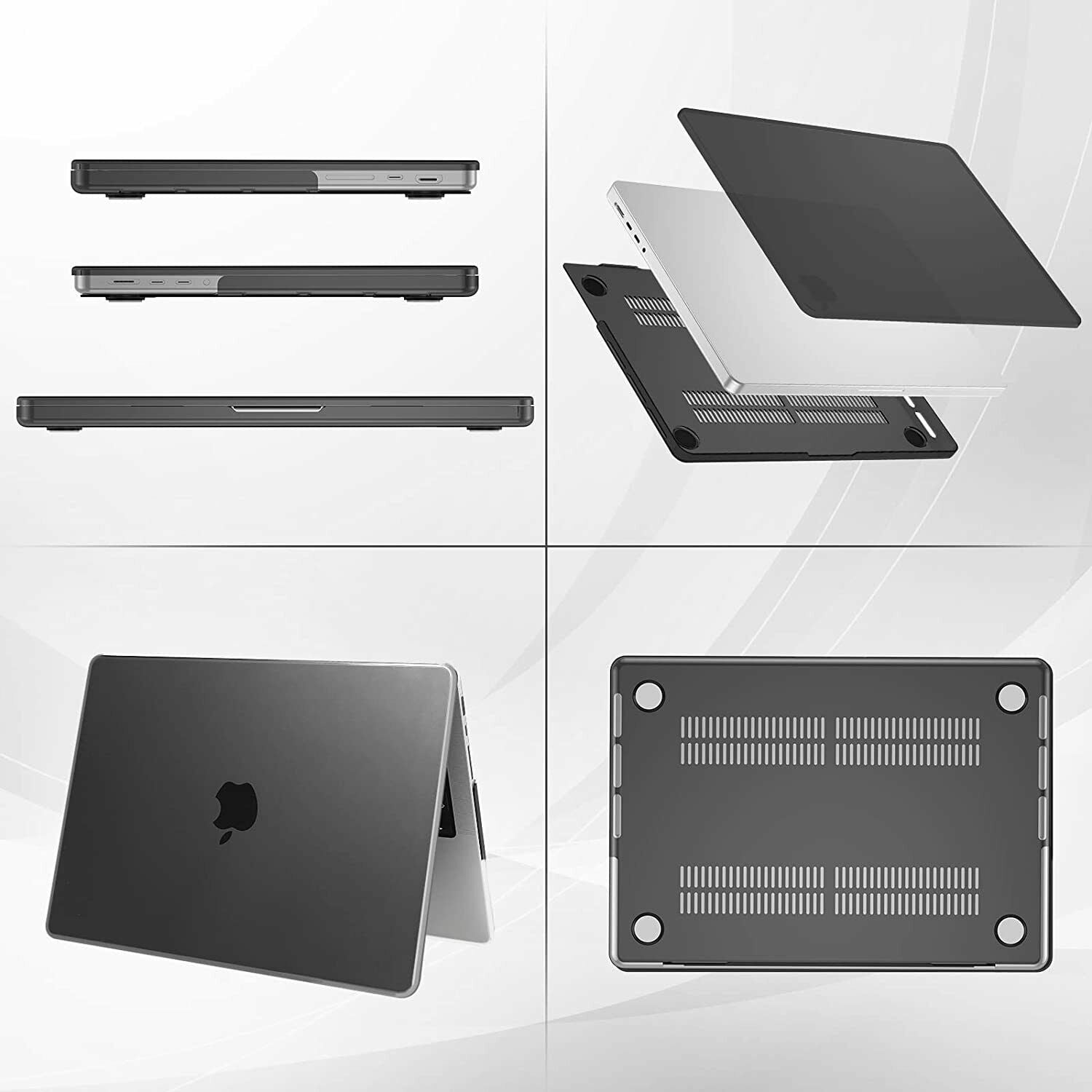 FOR MacBook Pro 14" 16" M1 Max Fully Vented Hard Shell Case Cover, Frosted Black