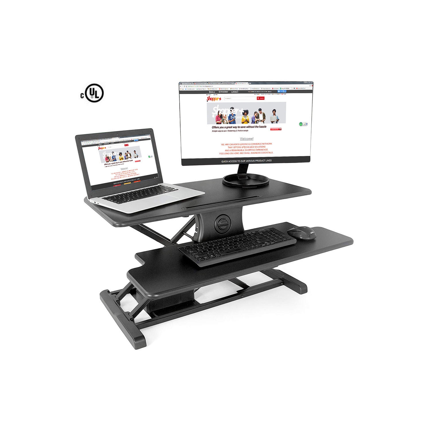 Standing Desk Converter, Electric Sit Stand Desk，Height Adjustable Task Desks & Workstations, One-Touch Button 31.5" Desk Riser Fits Dual Monitor