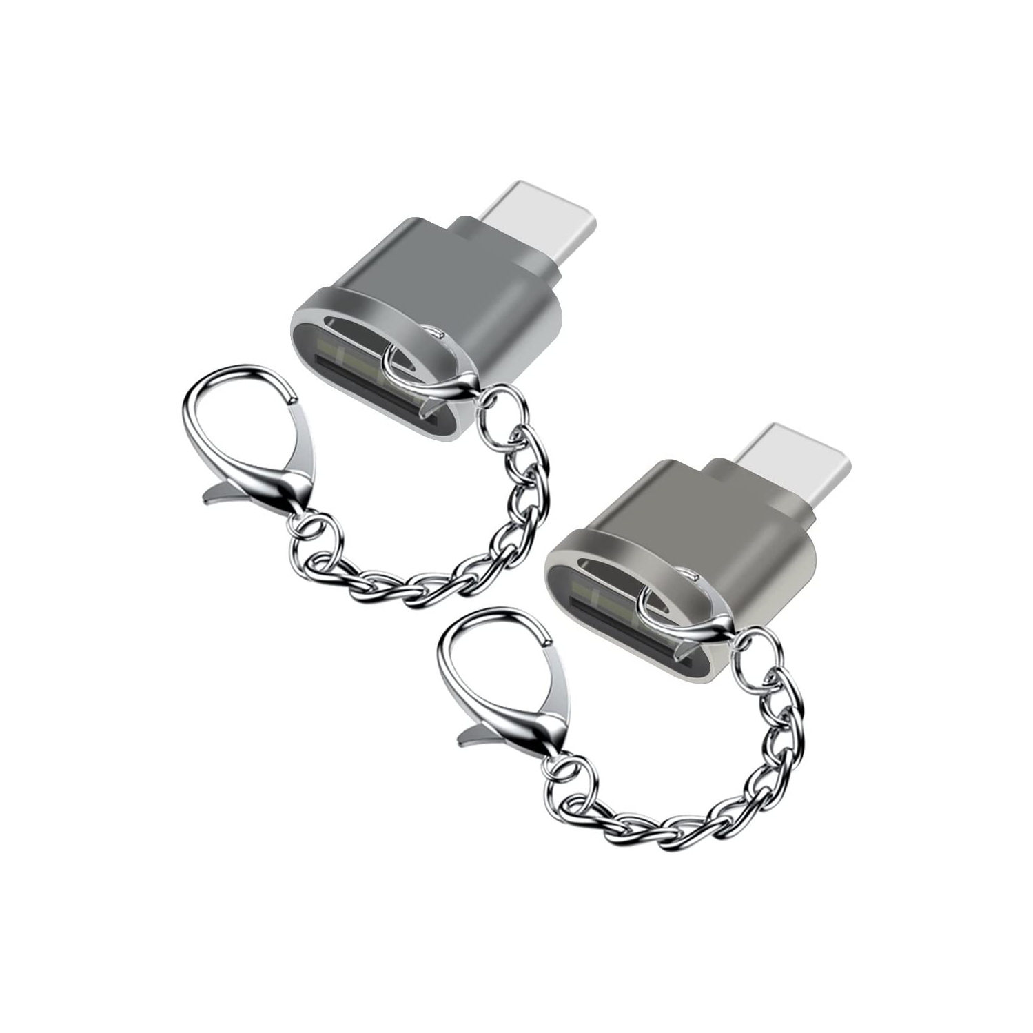 2 Packs USB Type C Card Reader, USB C Micro SD Card Reader with Key Chain for MacBook Pro Samsung Galaxy S8 S8+ Nintendo Switch Nexus 6P 5X LG V20 G6
