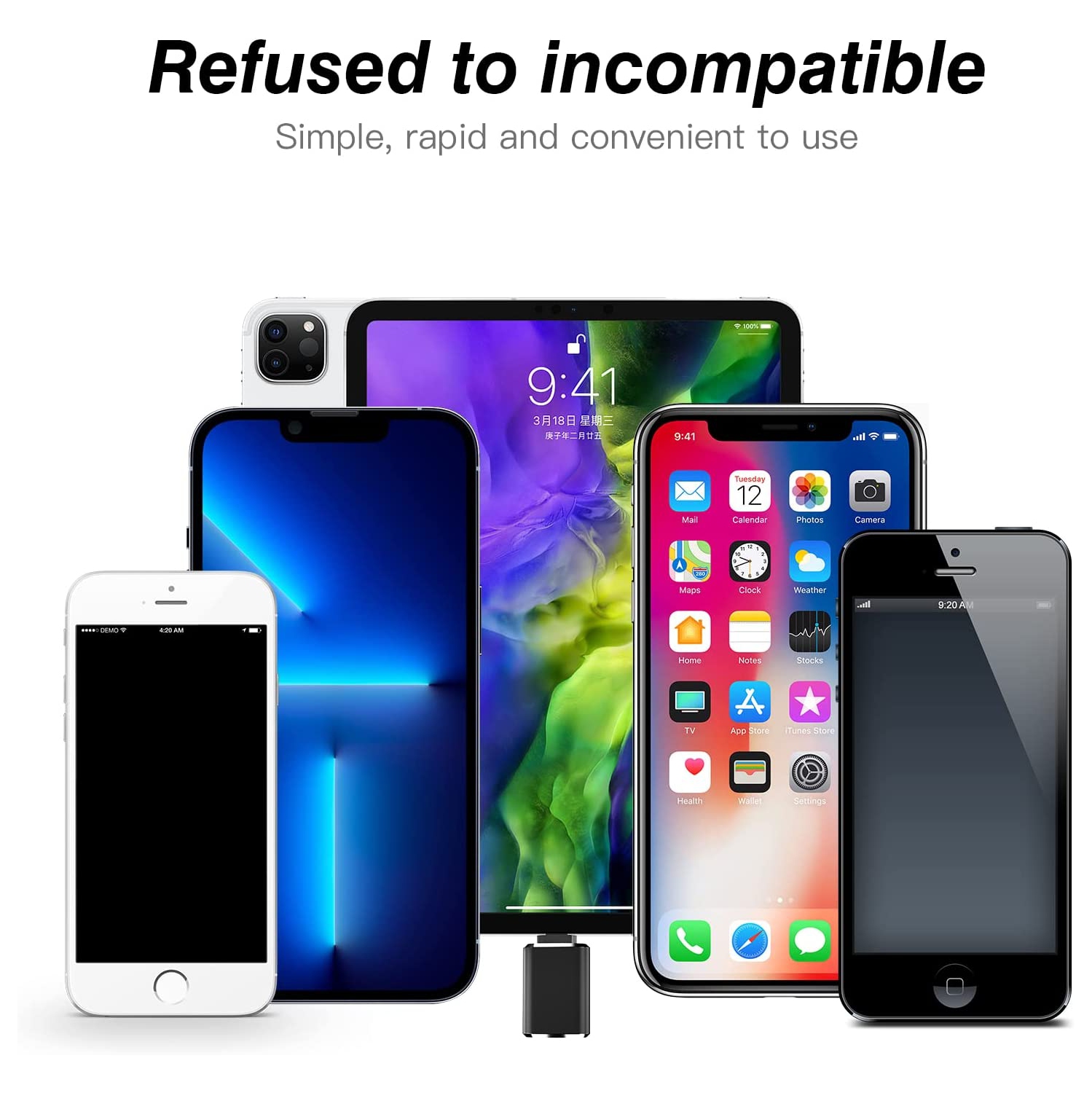 Lightning to USB iPhone OTG Adapter Dongle Camera Card Reader Flash Drive Mouse Keyboard MIDI Hub Data Sync Compatible with Apple 11 12 13 Pro Max