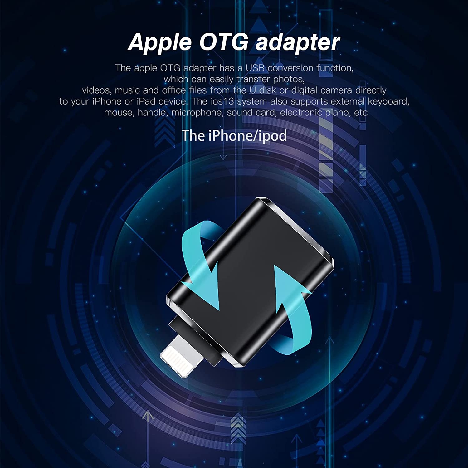 Lightning to USB iPhone OTG Adapter Dongle Camera Card Reader Flash Drive Mouse Keyboard MIDI Hub Data Sync Compatible with Apple 11 12 13 Pro Max