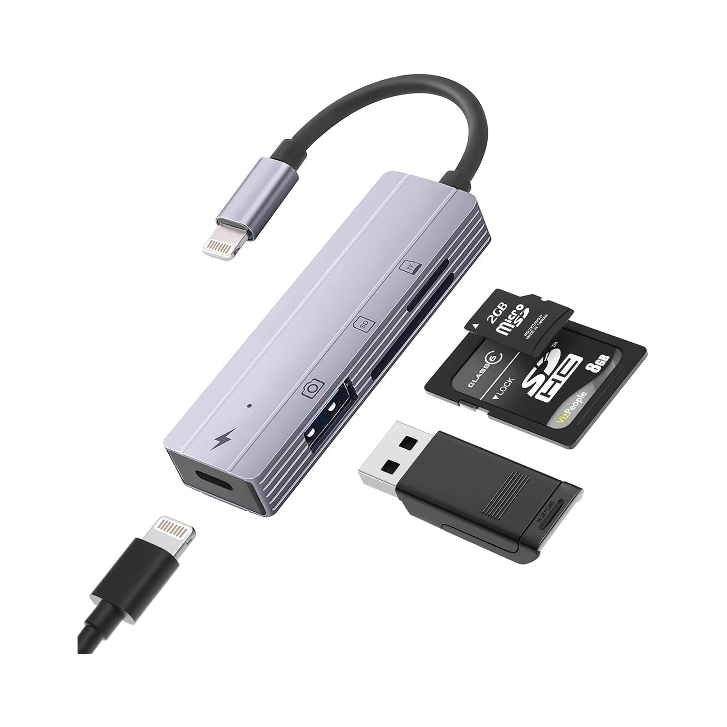 Lightning to SD Card Camera Reader[Apple MFi Certified] , 4 IN 1 USB Female OTG Adapter for iPhone 13 12 11 Xr X XS 8 7 Plus iPad Pro…