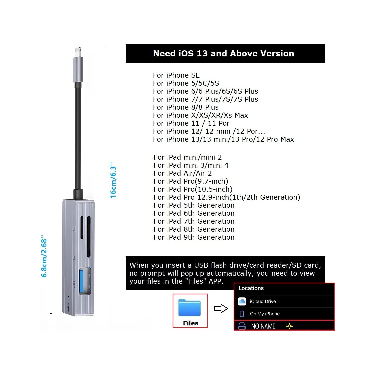 Lightning to SD Card Camera Reader[Apple MFi Certified] , 4 IN 1 USB Female OTG Adapter for iPhone 13 12 11 Xr X XS 8 7 Plus iPad Pro…