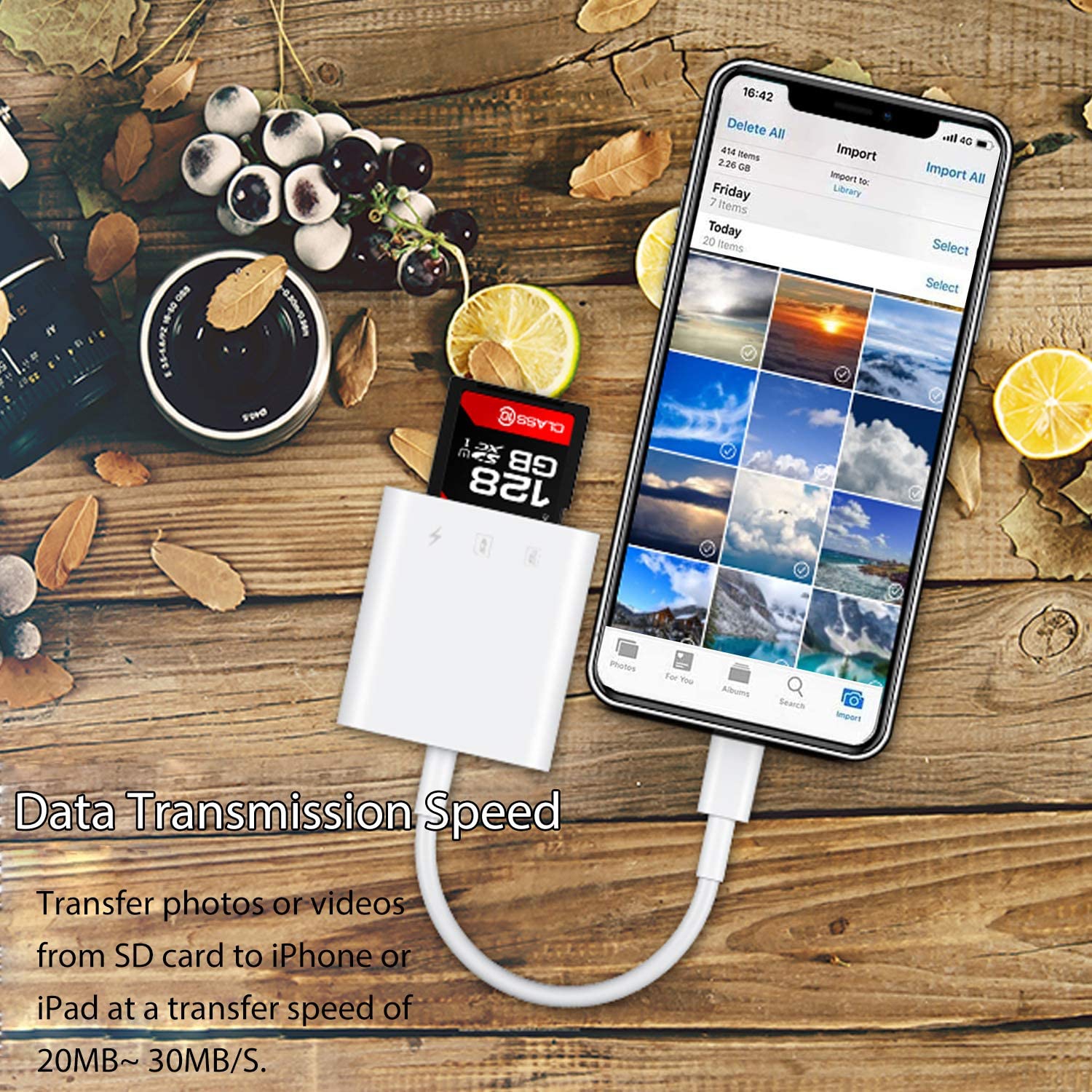 [Apple MFi Certified] Lightning to SD Card Camera Reader for iPhone iPad,Micro SD&Memory Card Reader Plug and Play Trail Camera Viewer SD Card