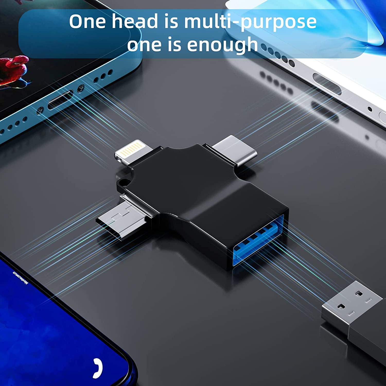 Type C to USB Adapter 3.0 OTG Female(3in1)Lightning Micro Male Converter for Apple Iphone 13 12 11 Pro Max Ipad Samsung LG Android Camera Mouse