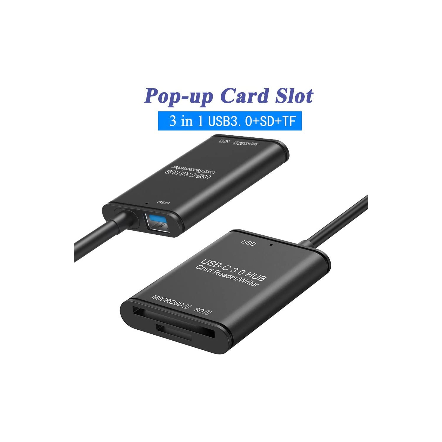 Lecteur de cartes SD USB-C, concentrateur USB 3.0-C haute vitesse, lecteur de cartes SD Micro SD, adaptateur OTG pour PC téléphones