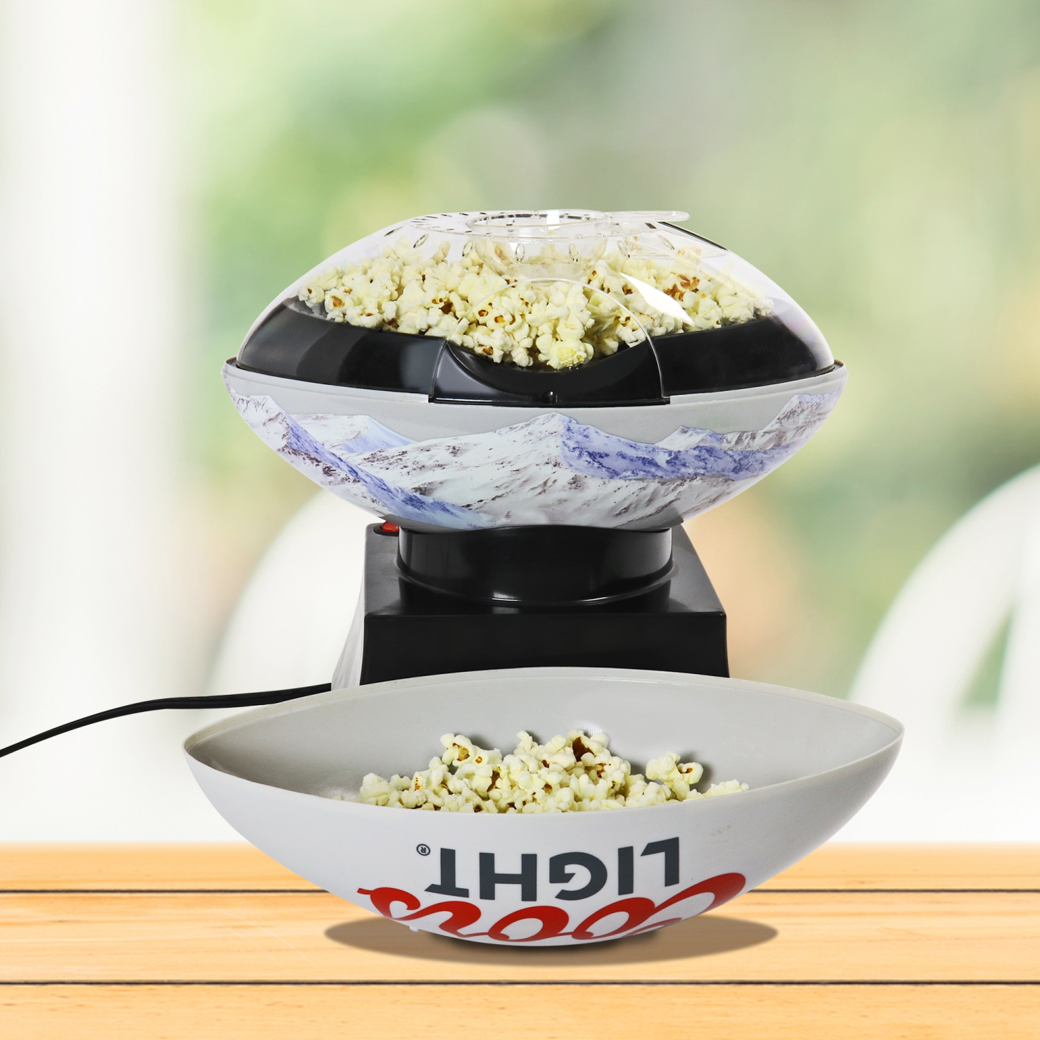 Coors Light Hot Air Popcorn Maker, Football Shaped Air Popper, with Serving Bowl, Kernel Measuring Cup, Butter Melter, Makes Healthy Snacks with No