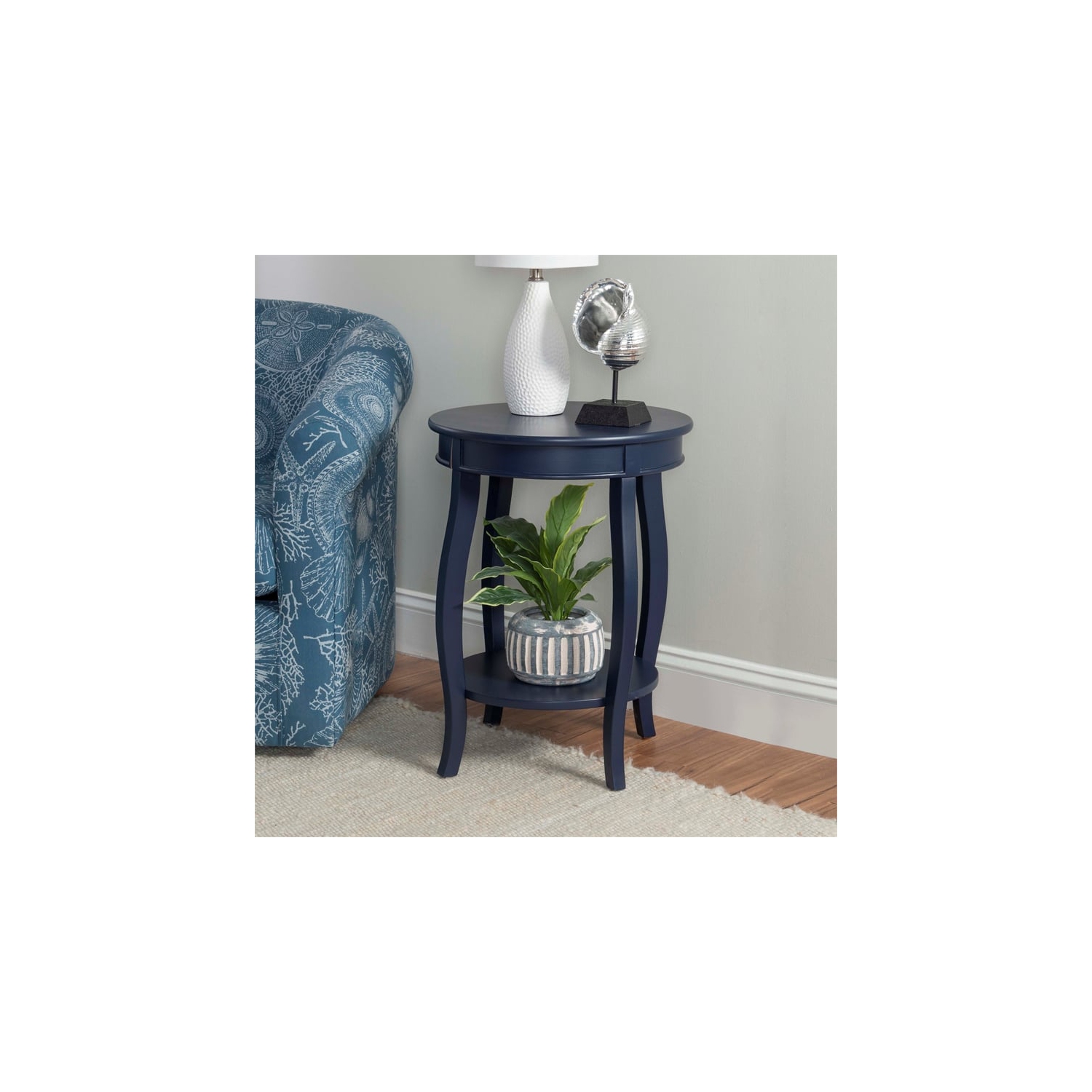 Linon Wren Wood Accent Side Table in Navy Blue