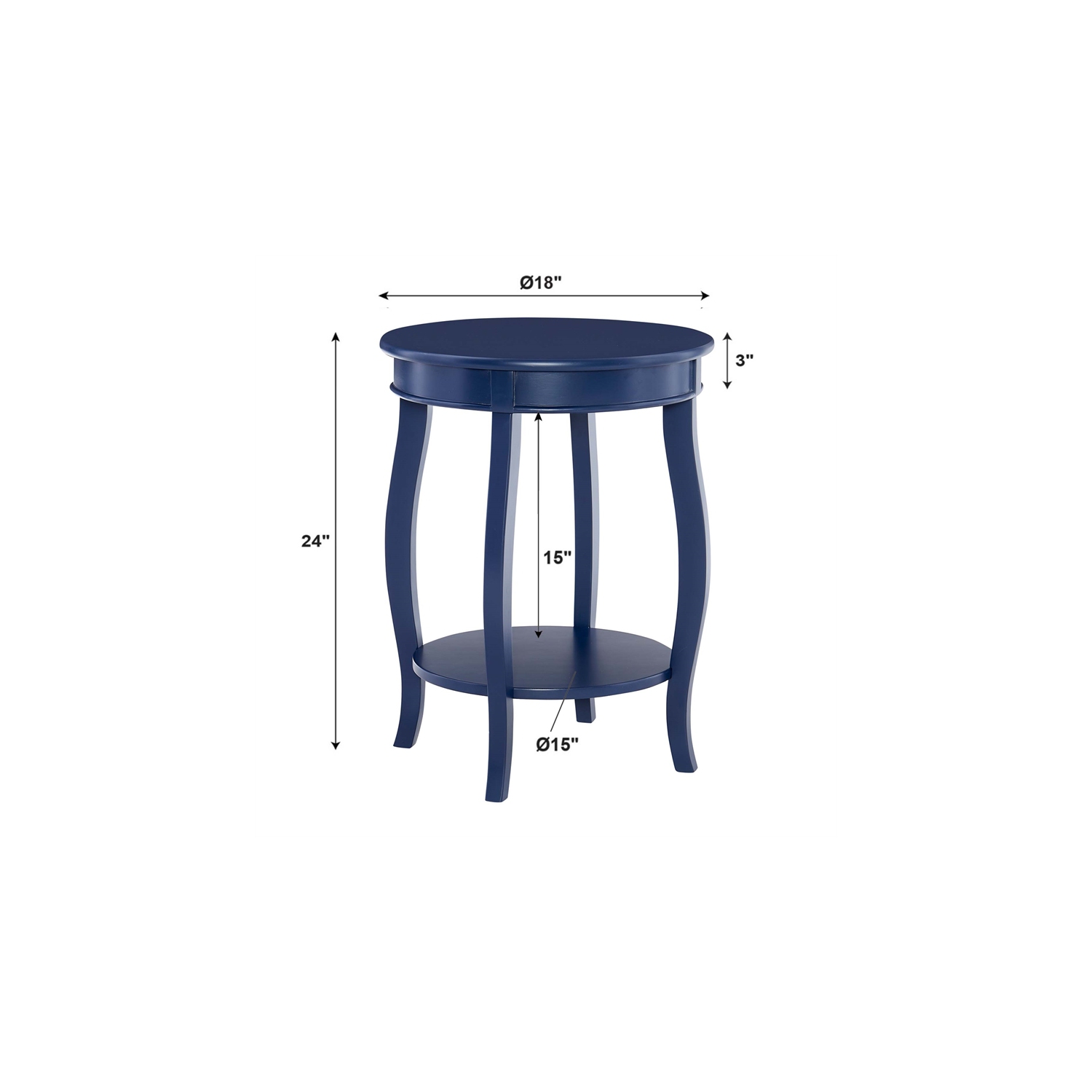 Linon Wren Wood Accent Side Table in Navy Blue
