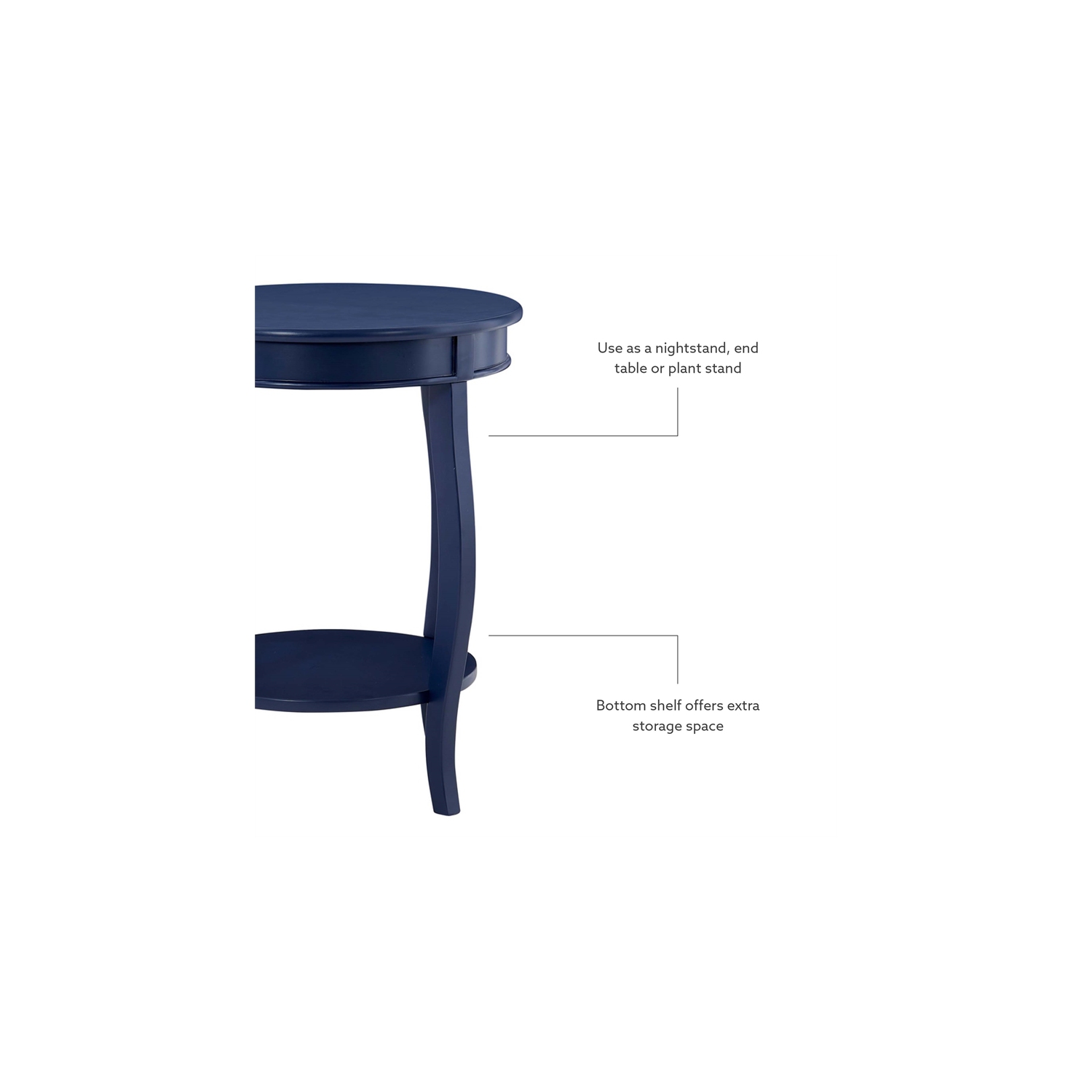 Linon Wren Wood Accent Side Table in Navy Blue