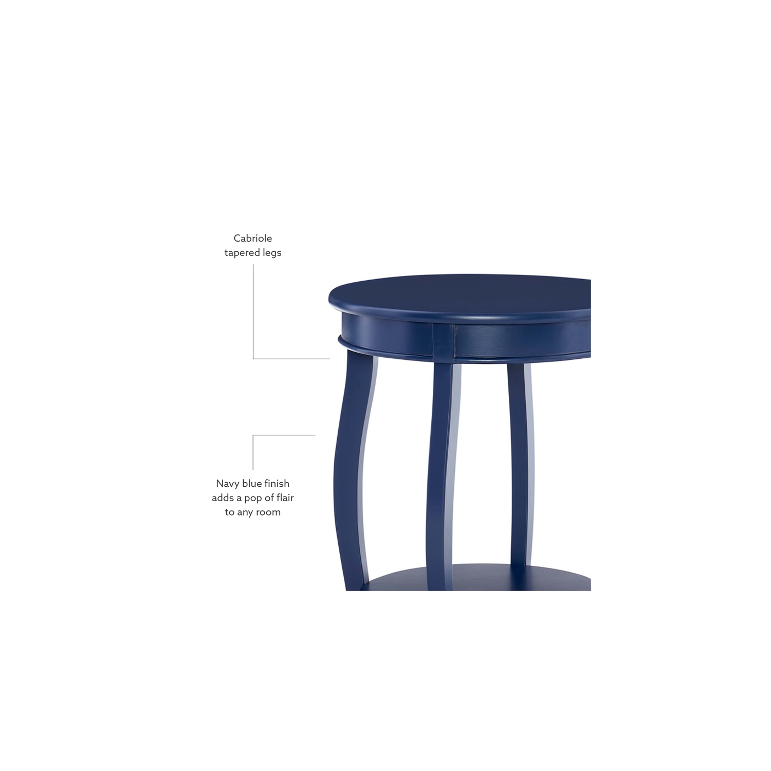 Linon Wren Wood Accent Side Table in Navy Blue