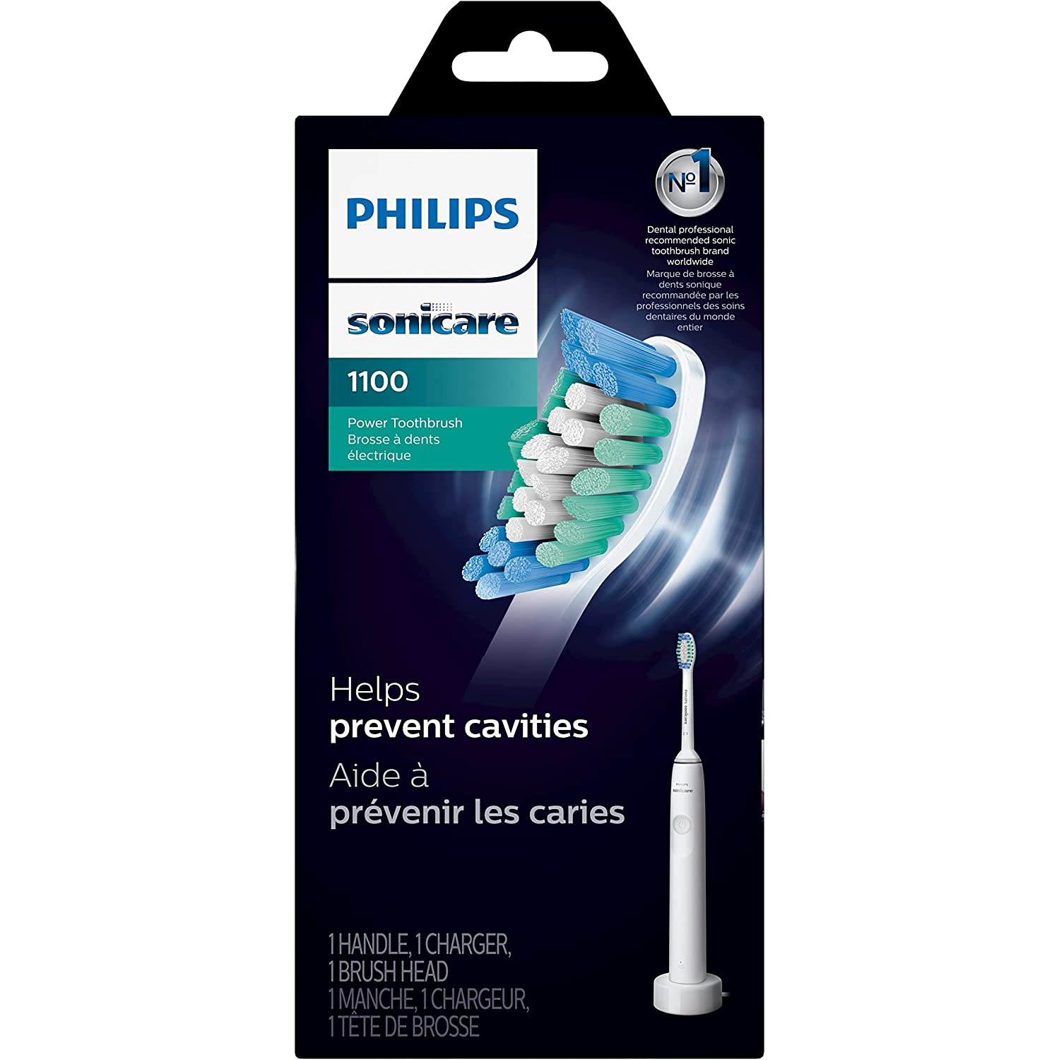 Brosse à dents électrique rechargeable Sonicare 1100 | brosse à dents électrique Philips - Blanc gris HX3641/02 - tout nouveau **