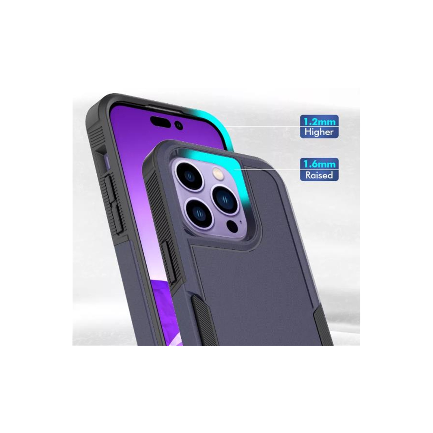 【CSmart】 Dual Layers Heavy Duty Rubber Armor Bumper Hard Case Cover for iPhone 13 Pro Max, Black