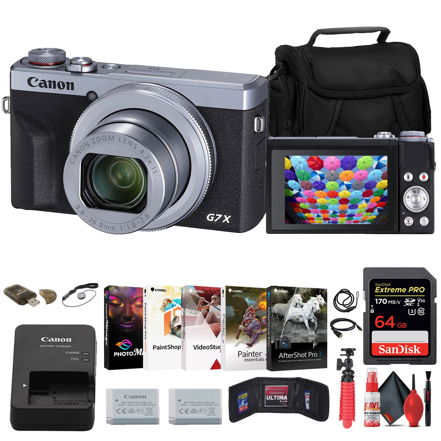 Canon PowerShot G7 X Mark III Digital Camera + 64GB Card + Battery + More