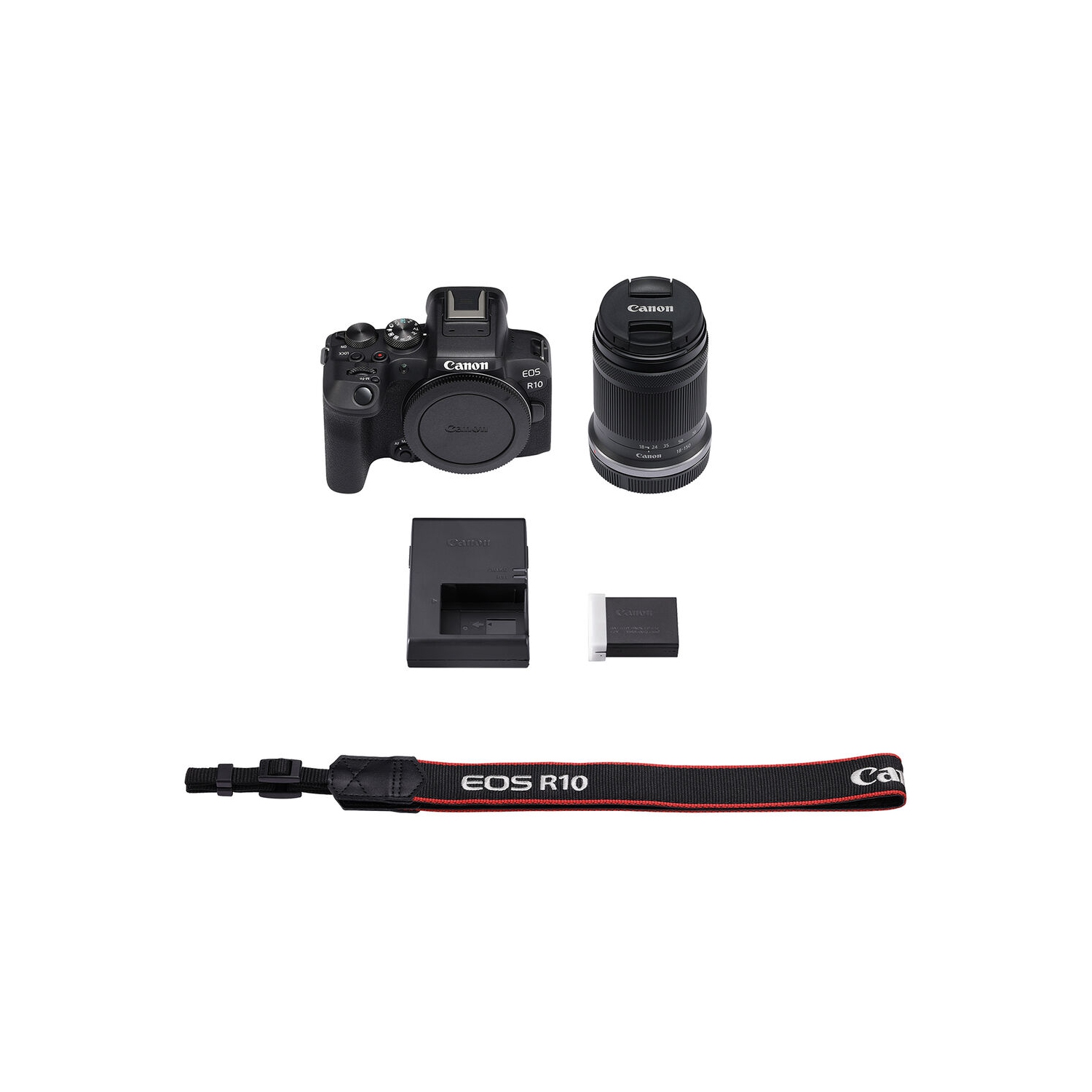 Appareil photo sans miroir EOS R10 de Canon avec objectif 18-150 mm + 2 carte TOUGH de 64 Go + plus