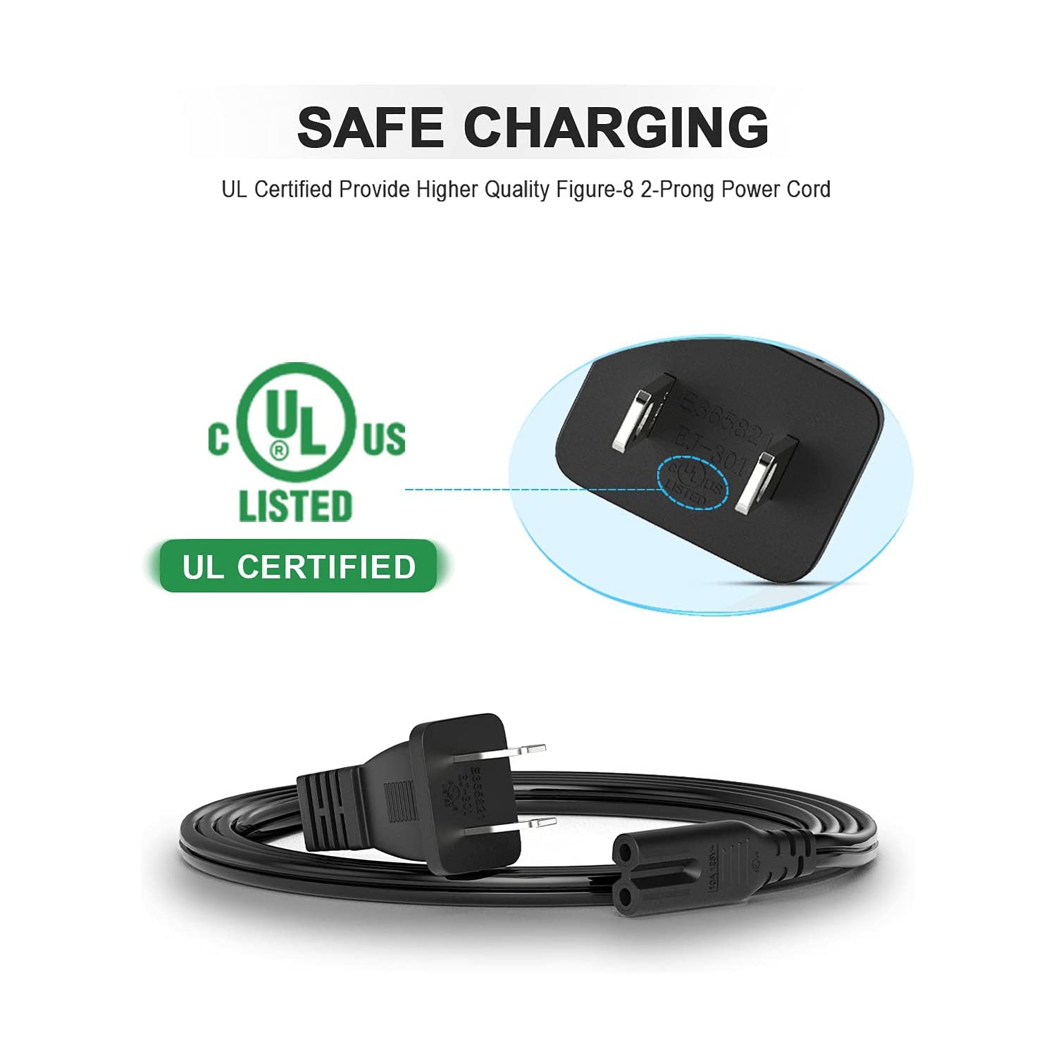 Cordon d’alimentation pour imprimante HP Officejet Pro 4500 6600 4650 4630 5255 6962 8600 8710 7740/Envy 5055 5530/Deskjet 2652 3755/Photosmart 7520