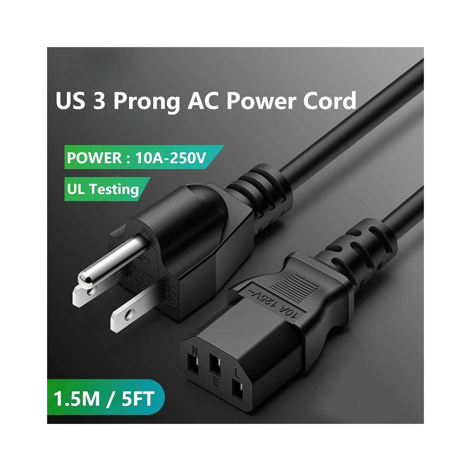 3 Prong TV Power Cord Cable Replacement for LG TV 42LF11 42LG20 42LG30 42LG30DC 42LG50 42LG70 42LK450 42LK550 42LK520 32LV2500 42CS570 55LW5600